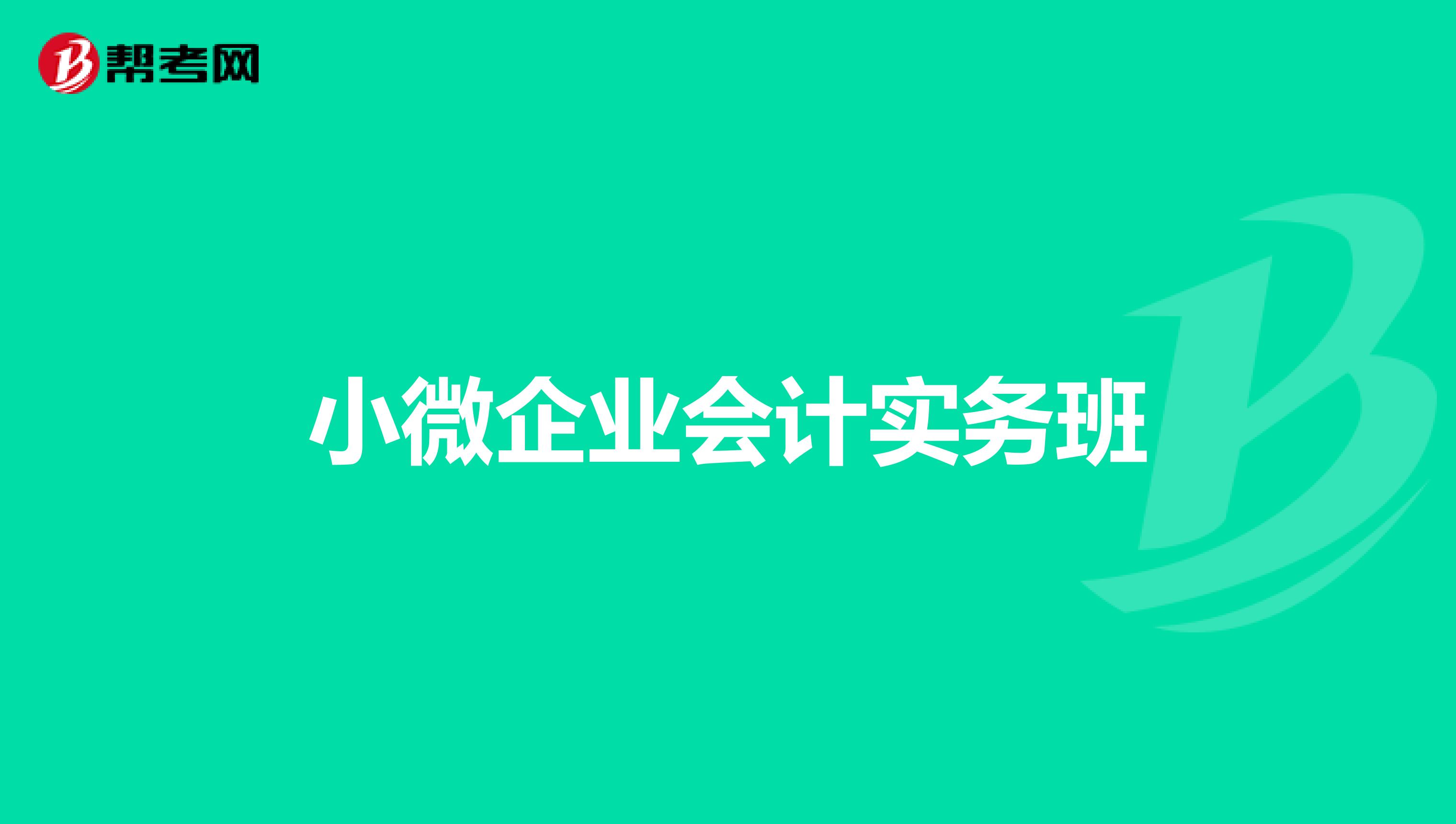 小微企业会计实务班