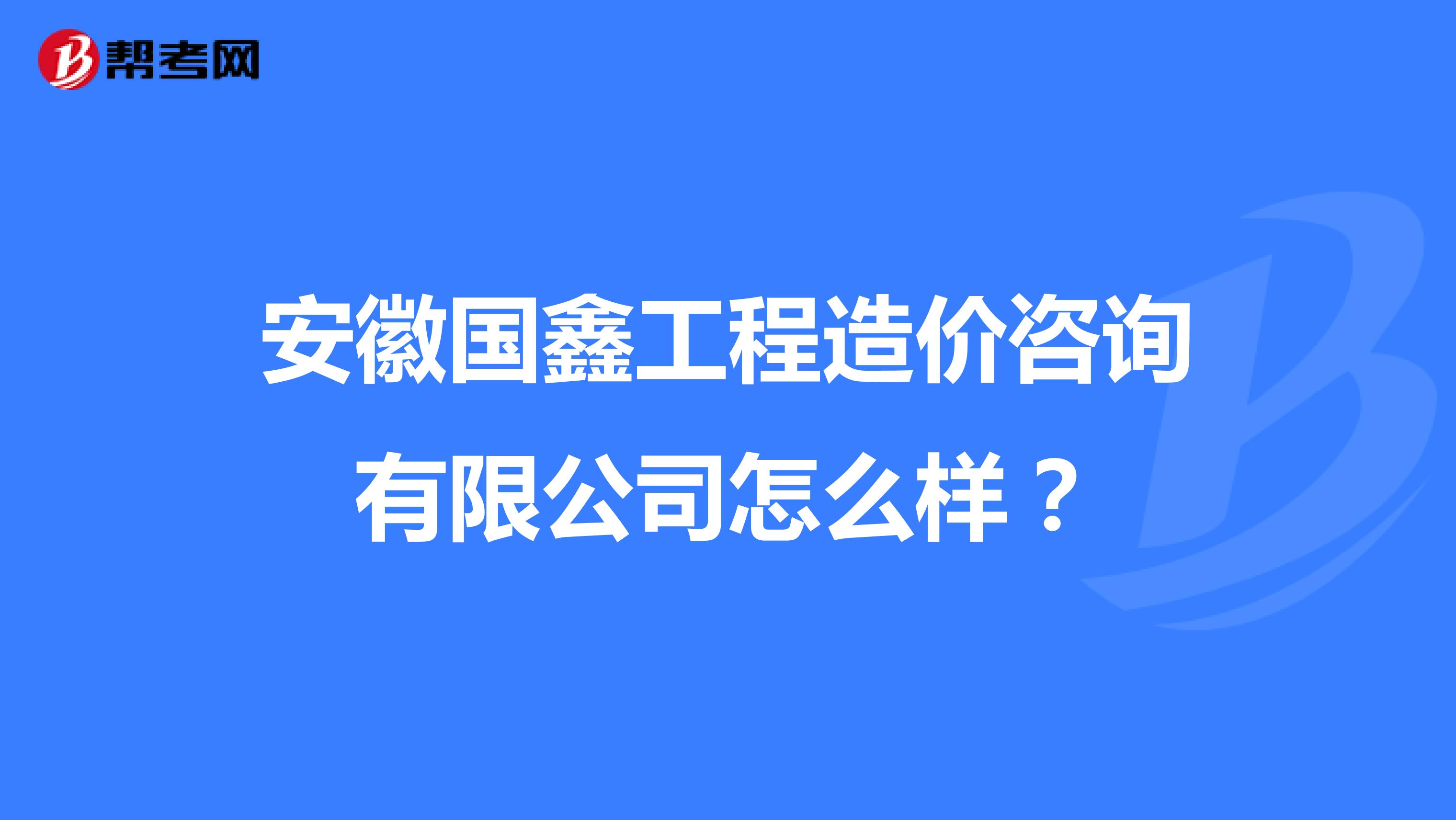 安徽国鑫工程造价咨询有限公司怎么样？