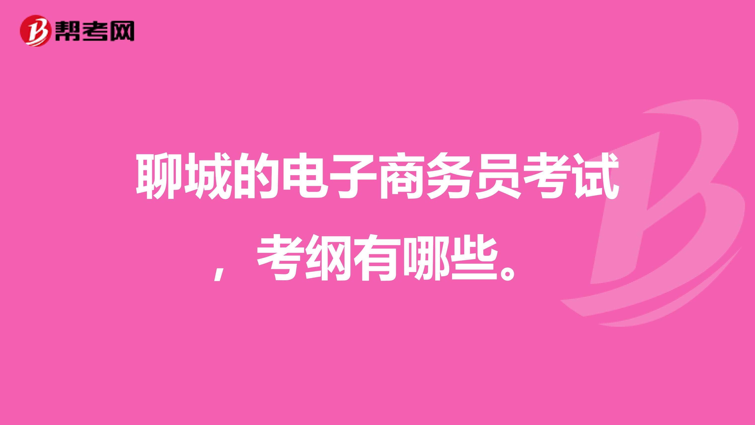 聊城的电子商务员考试,考纲有哪些。