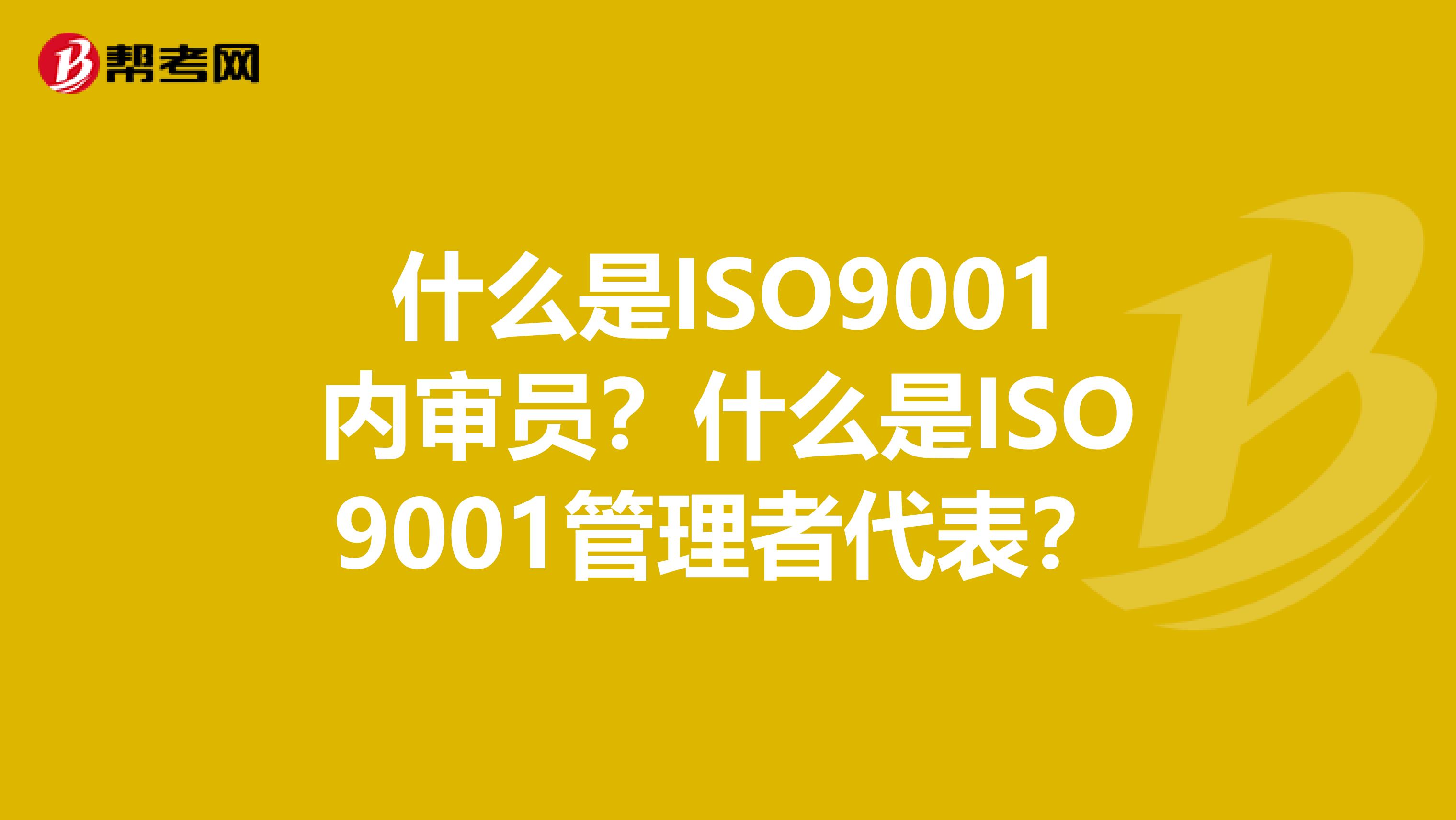 什么是ISO9001内审员？什么是ISO9001管理者代表？