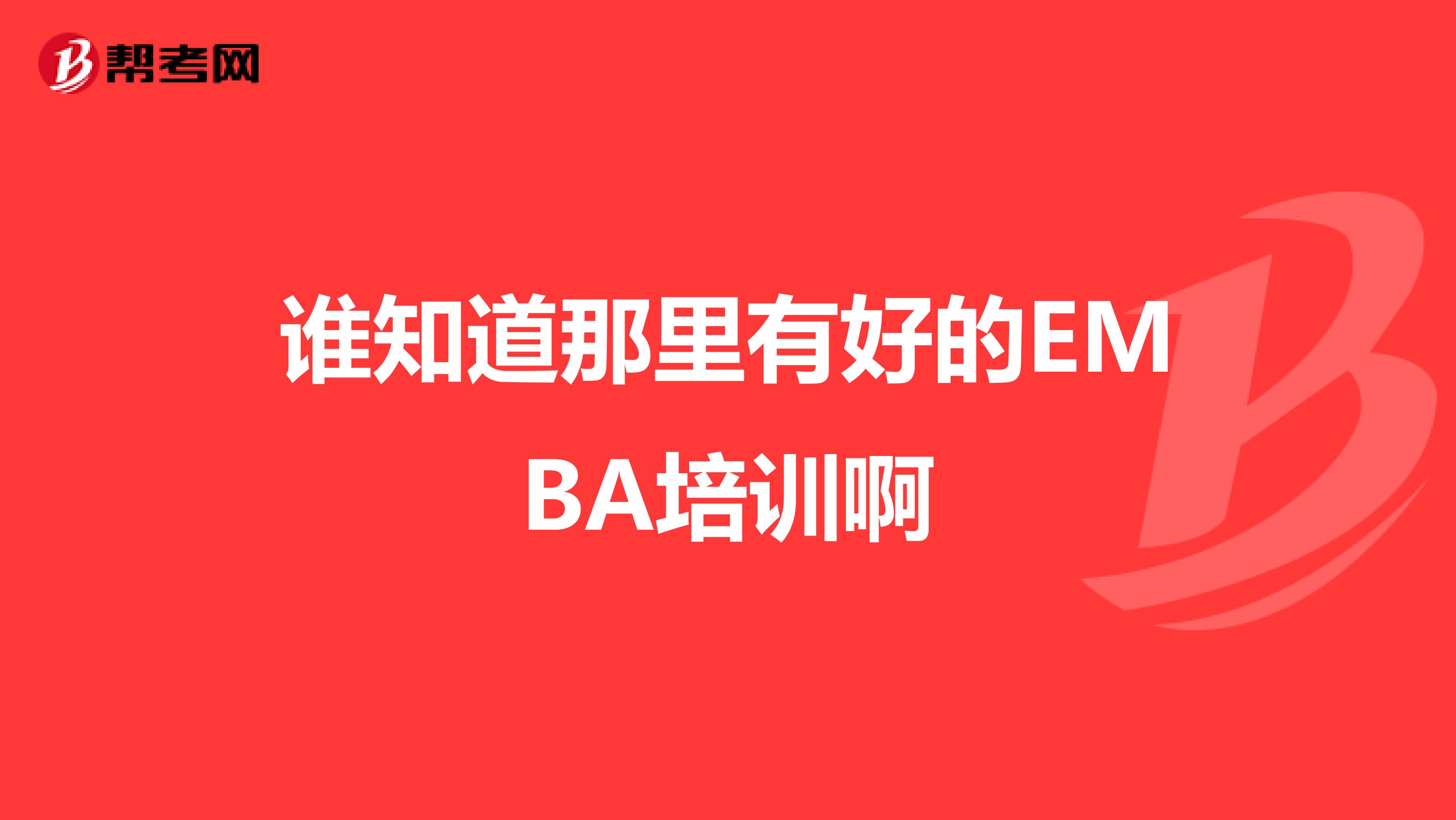 谁知道那里有好的EMBA培训啊