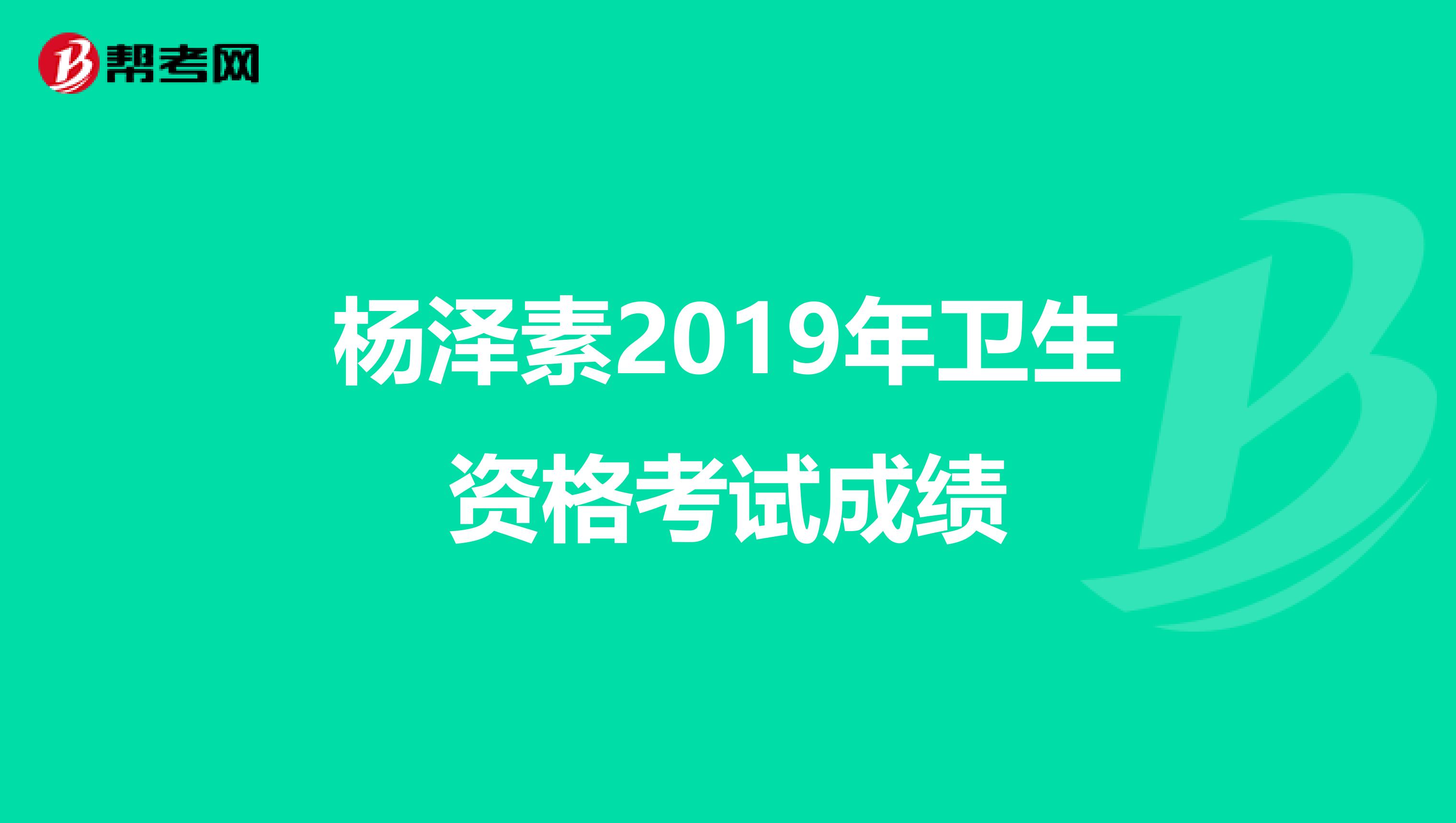 杨泽素2019年卫生资格考试成绩