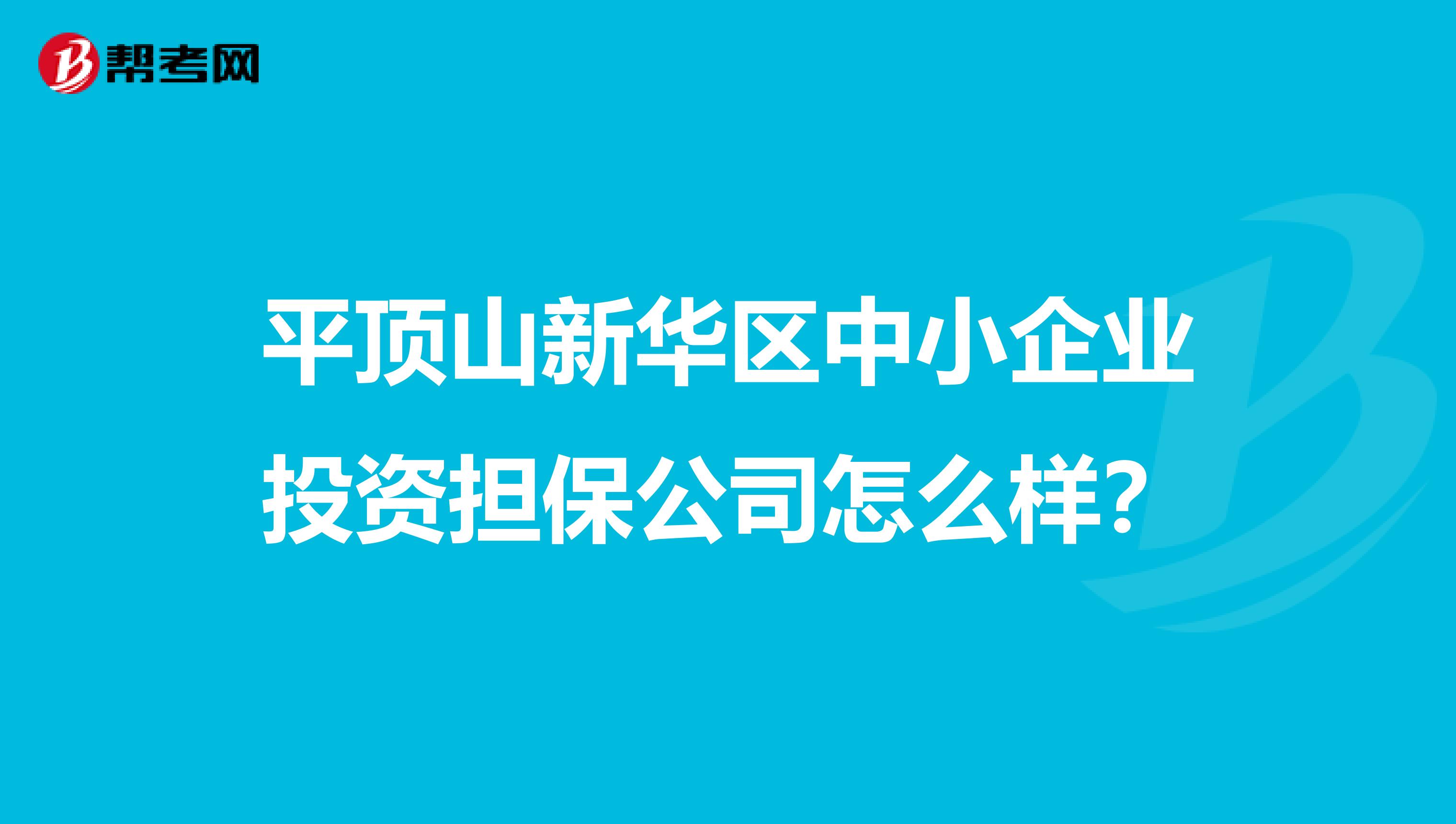 平顶山新华区中小企业投资担保公司怎么样?