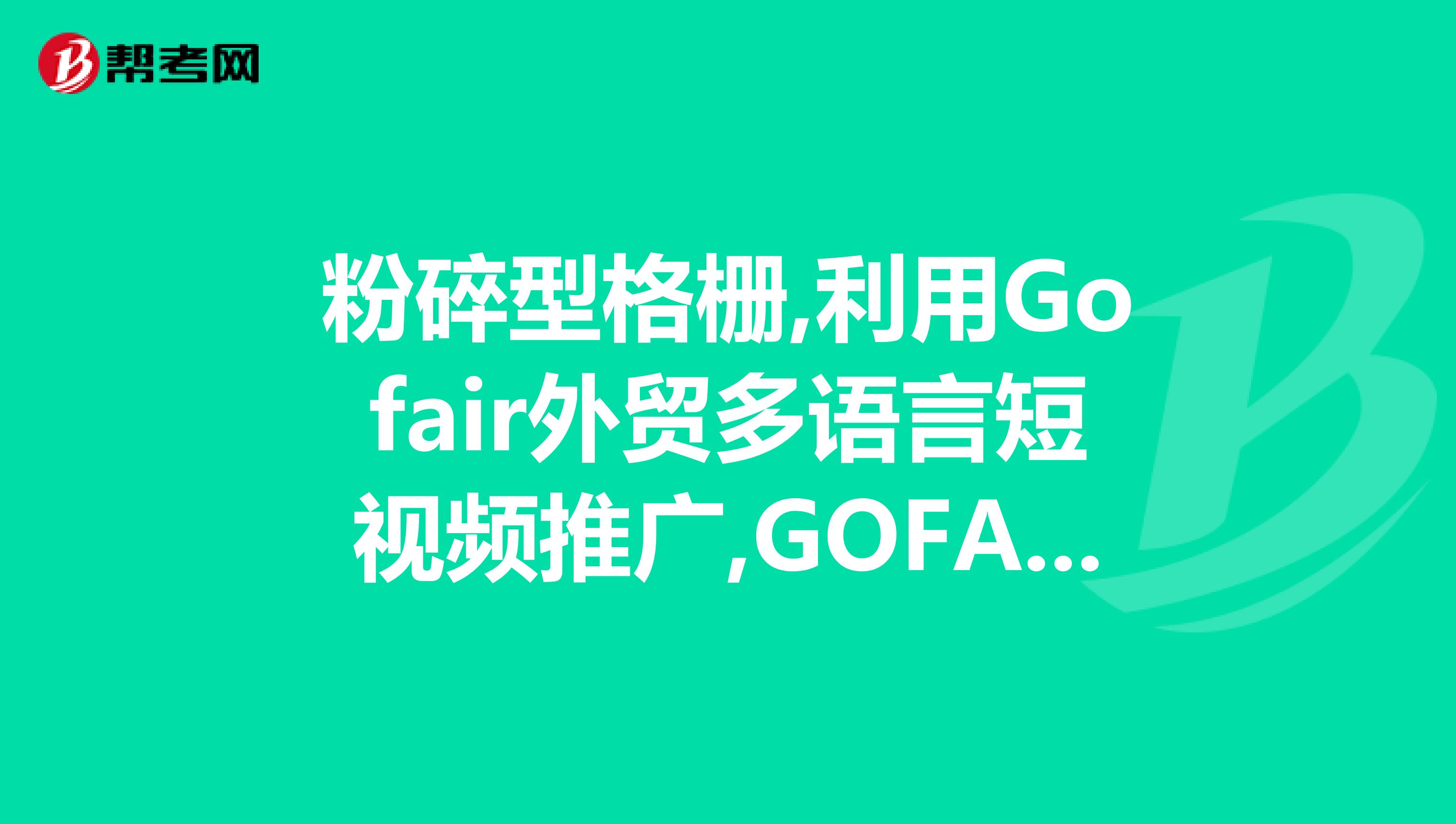 粉碎型格栅,利用Gofair外贸多语言短视频推广,GOFAIR怎样设置粉碎型格栅如何设置外贸网络营销gofair报价