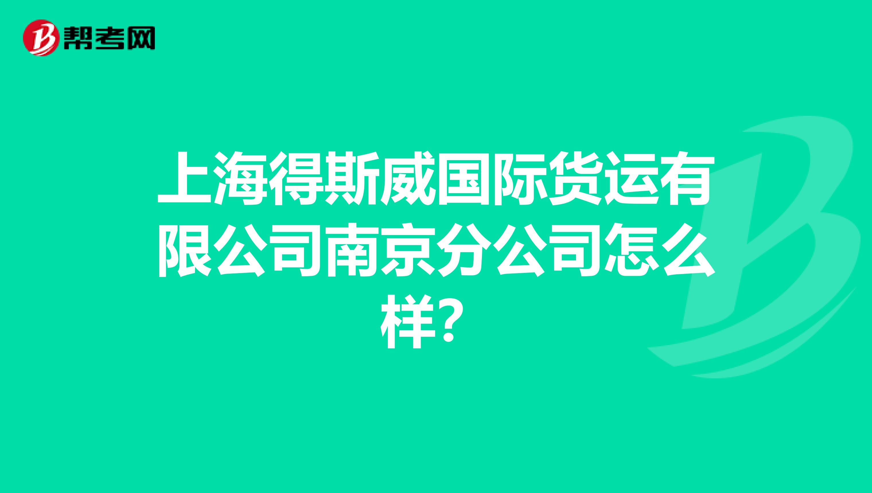 上海得斯威国际货运有限公司南京分公司怎么样？