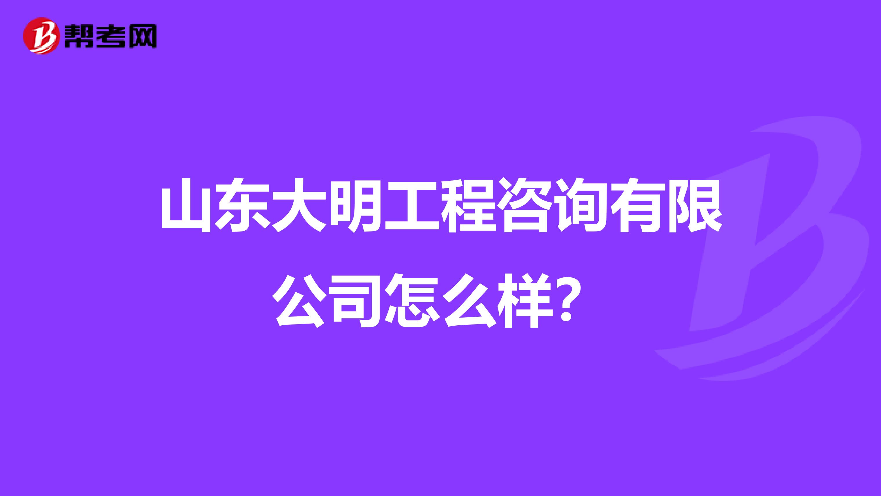 山东大明工程咨询有限公司怎么样？