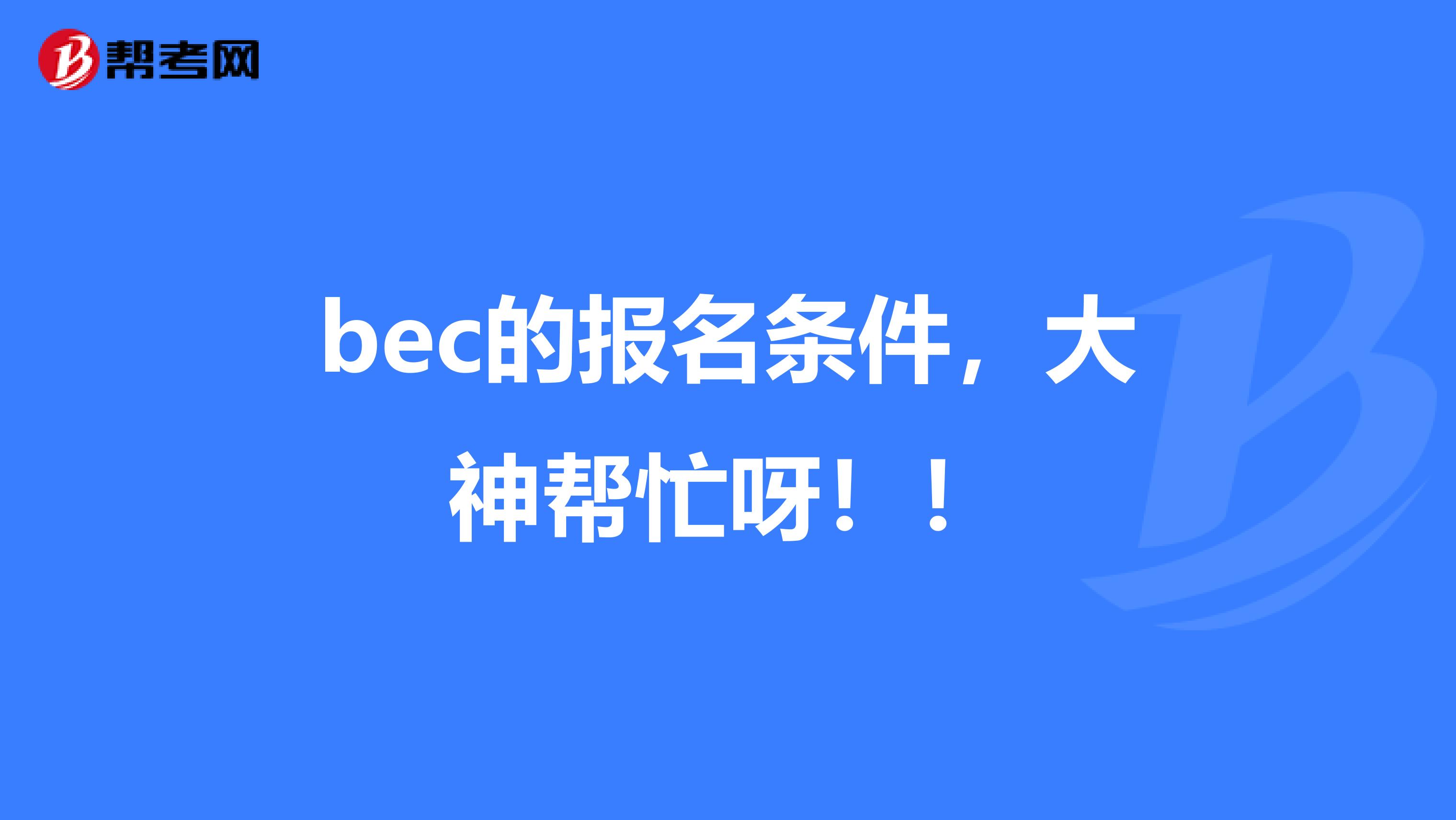 bec的报名条件,大神帮忙呀!!