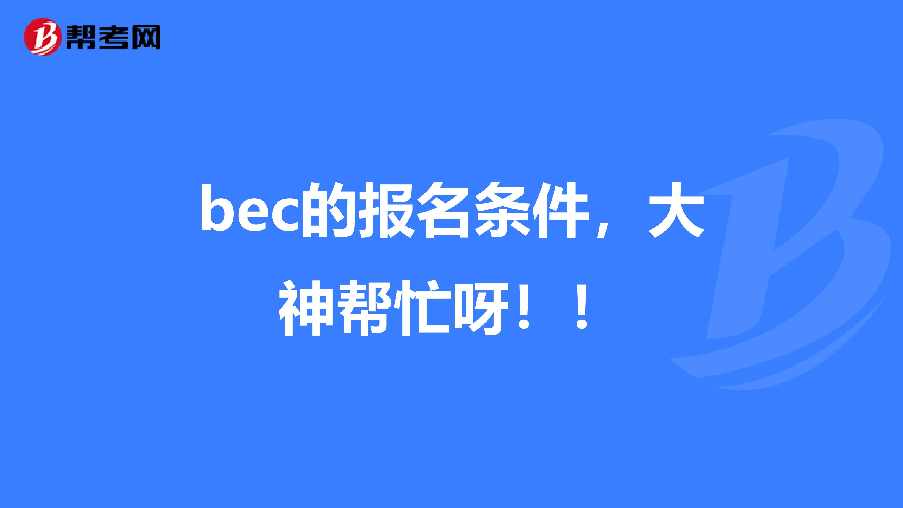 bec的报名条件，大神帮忙呀！！