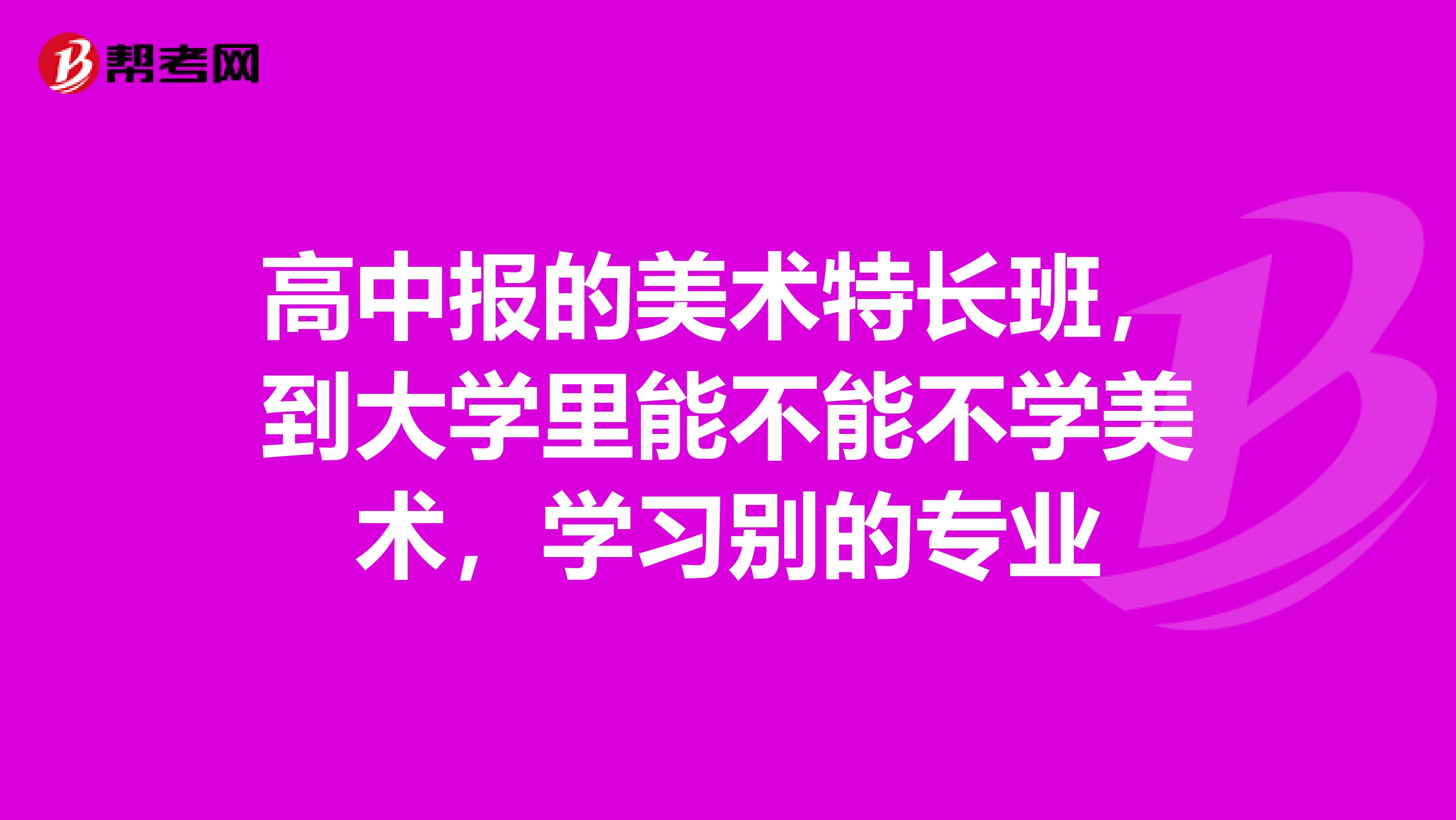 高中报的美术特长班，到大学里能不能不学美术，学习别的专业