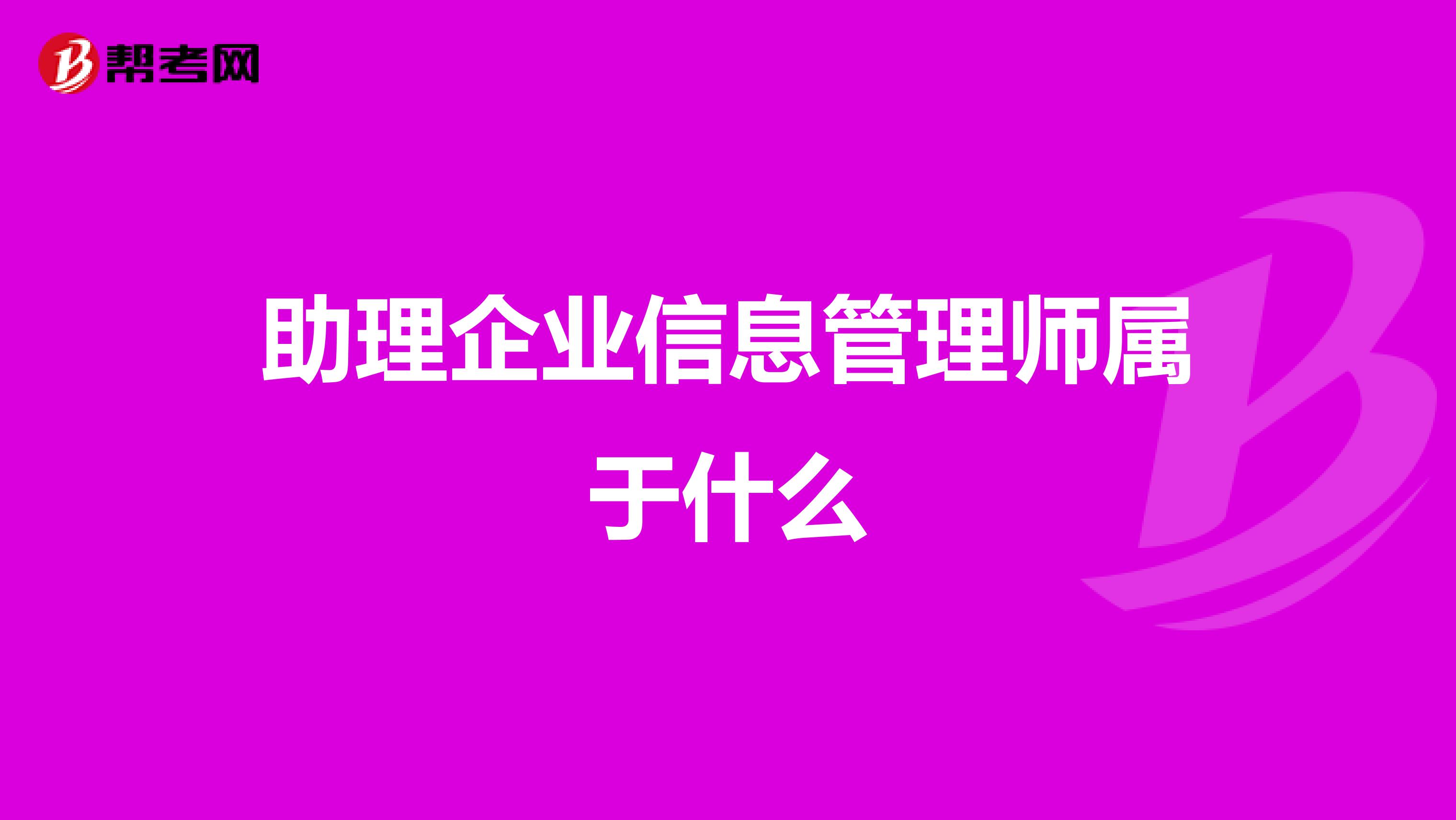 助理企业信息管理师属于什么