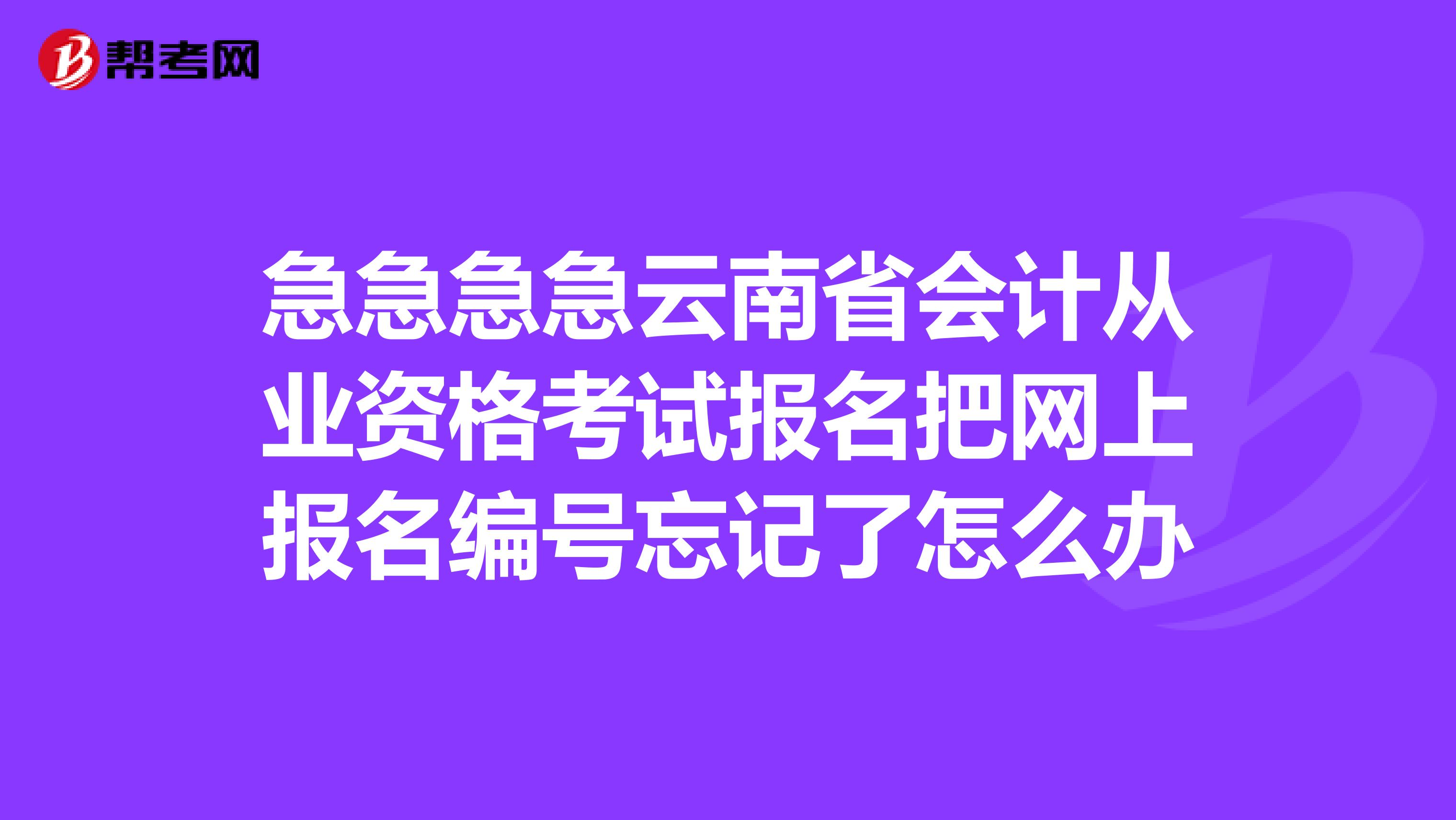 急急急急云南省会计从业资格考试报名把网上报名编号忘记了怎么办