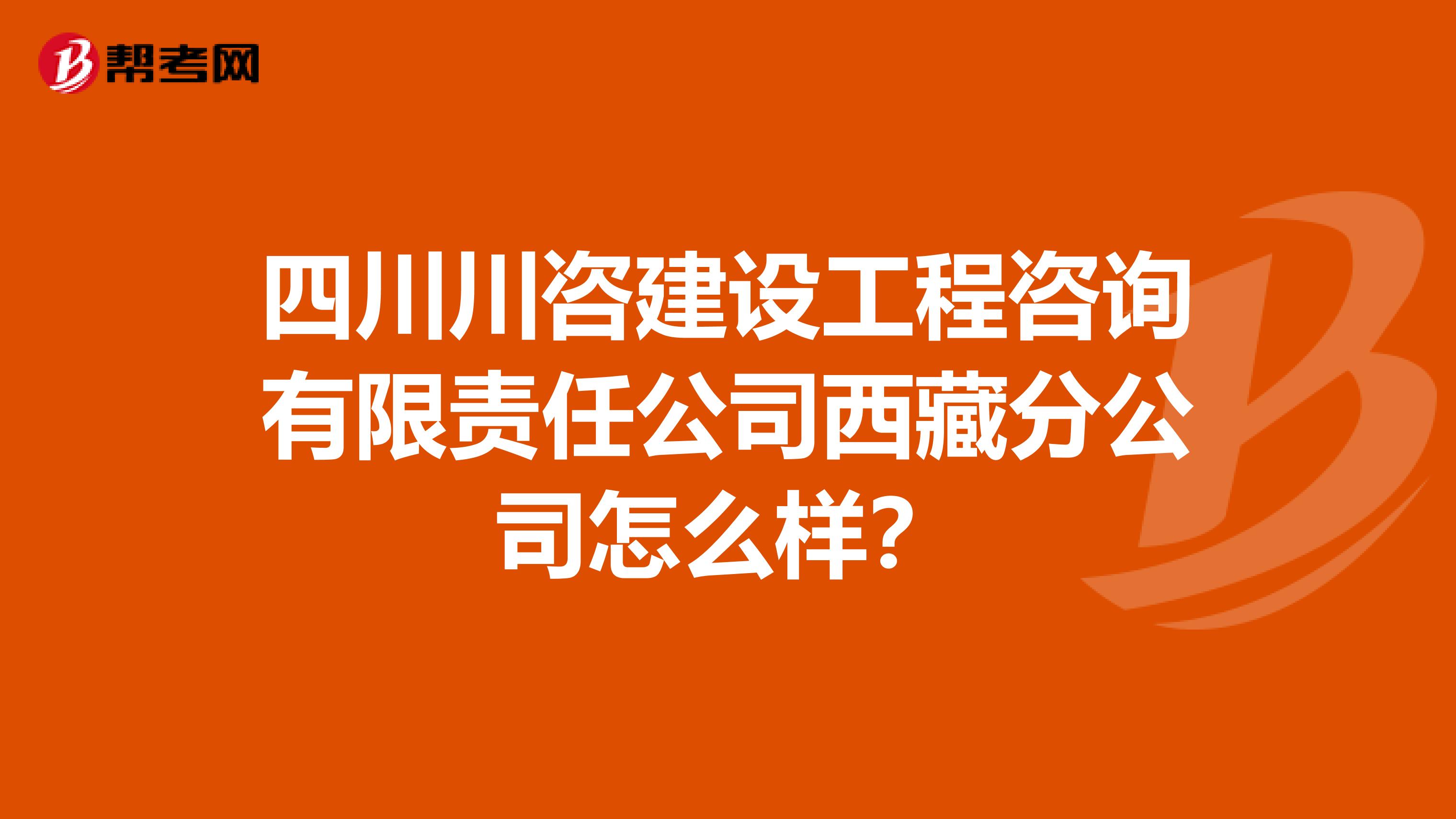 四川川咨建设工程咨询有限责任公司西藏分公司怎么样?
