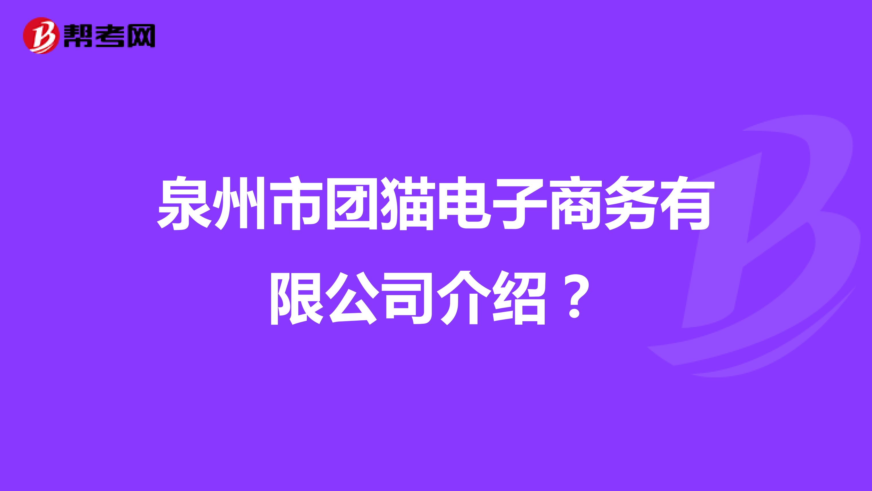 泉州市团猫电子商务有限公司介绍？