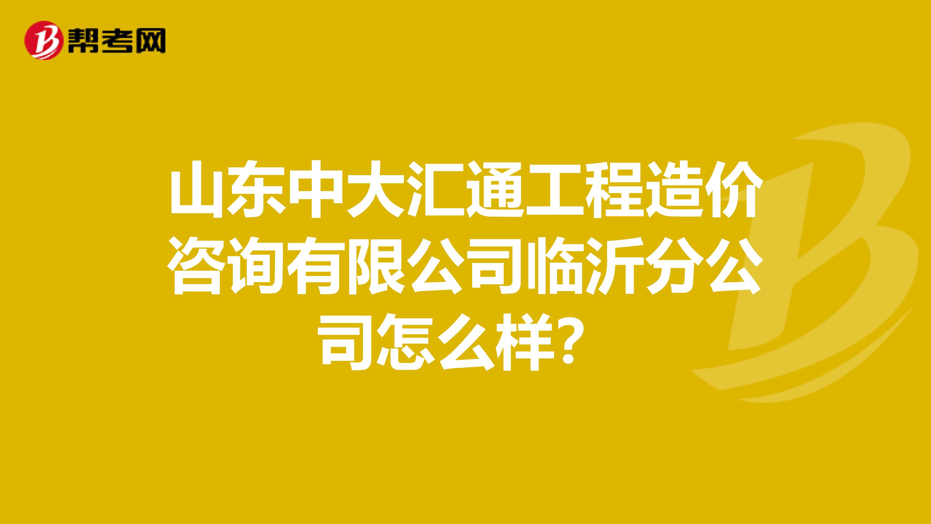 山东中大汇通工程造价咨询有限公司临沂分公司怎么样？