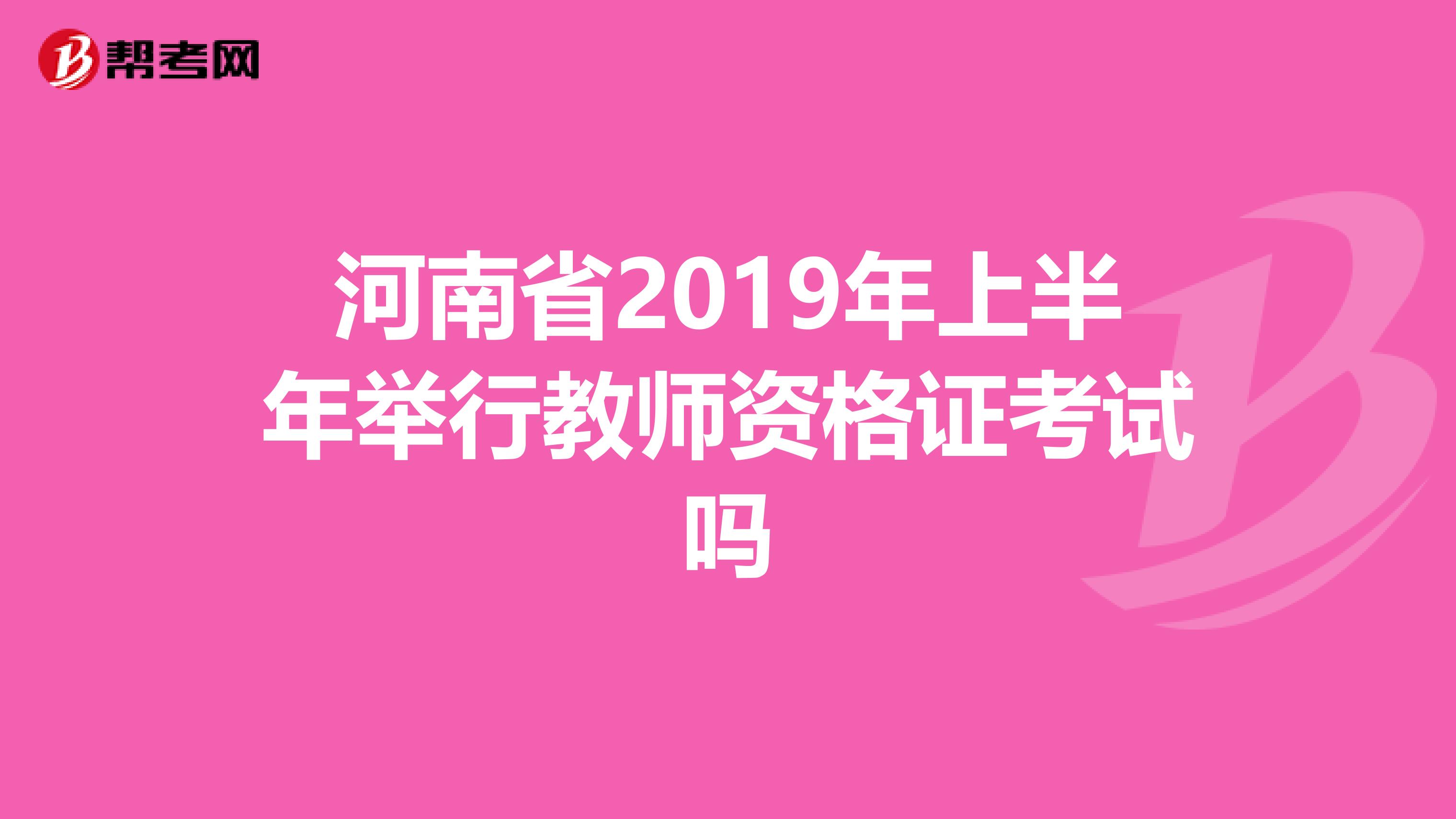 河南省2019年上半年举行教师资格证考试吗