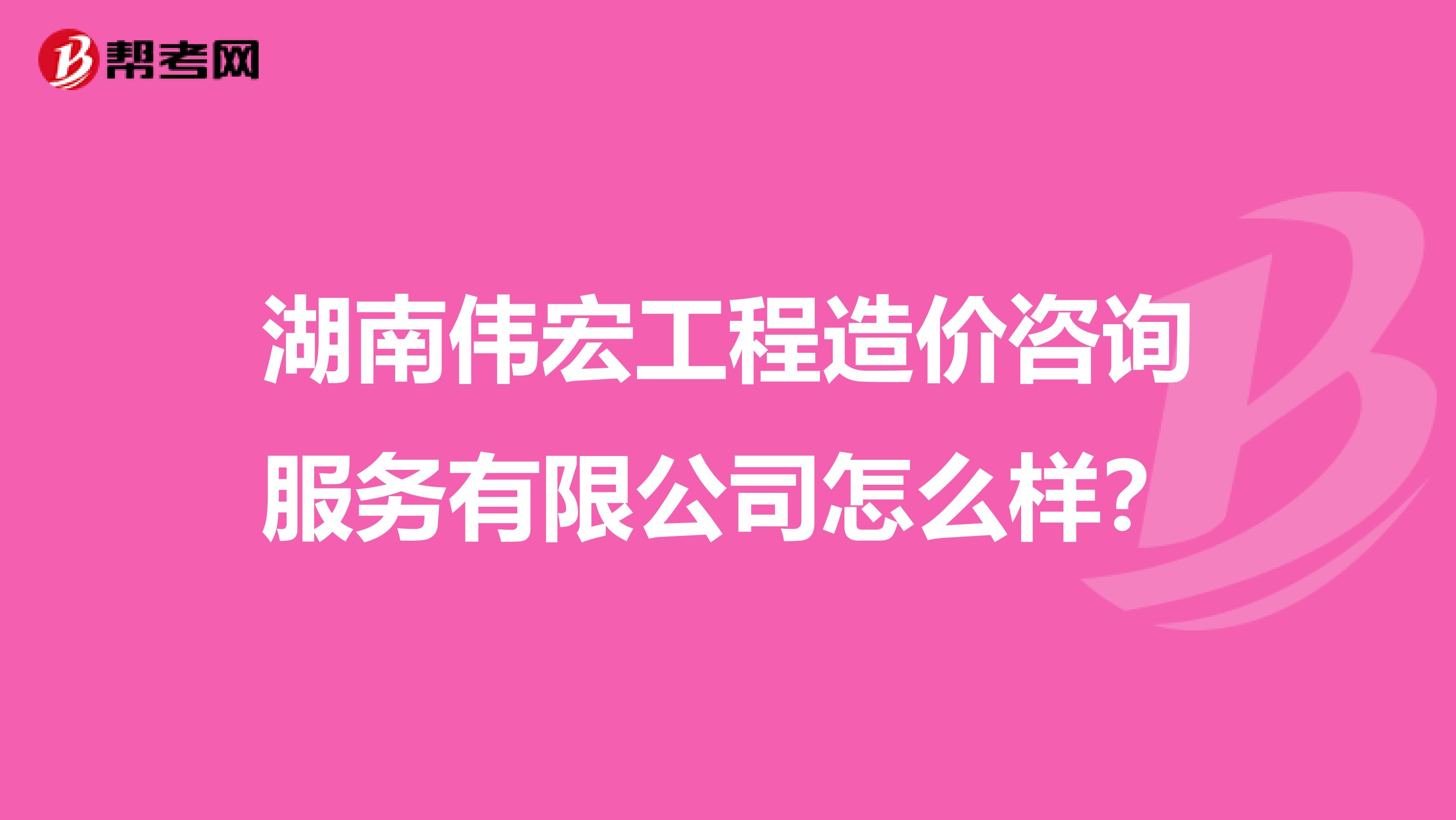 湖南伟宏工程造价咨询服务有限公司怎么样？