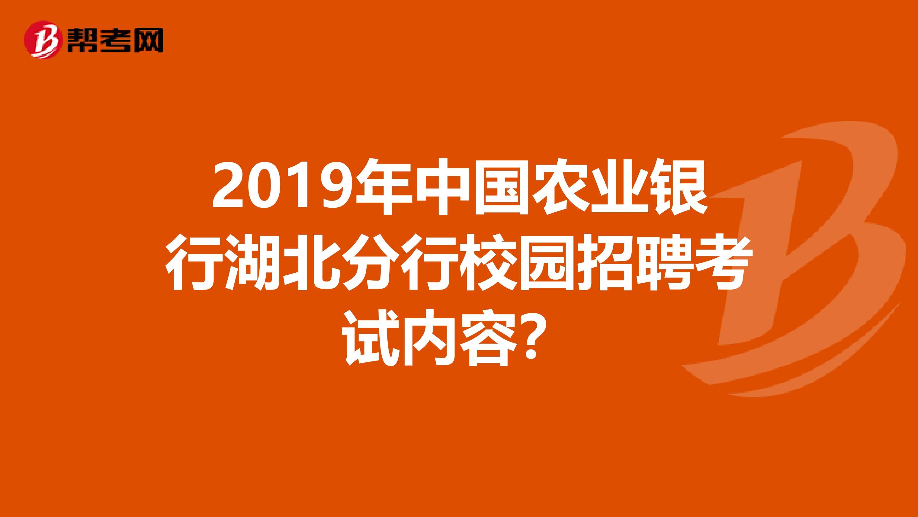 2019年中国农业银行湖北分行校园招聘考试内容？