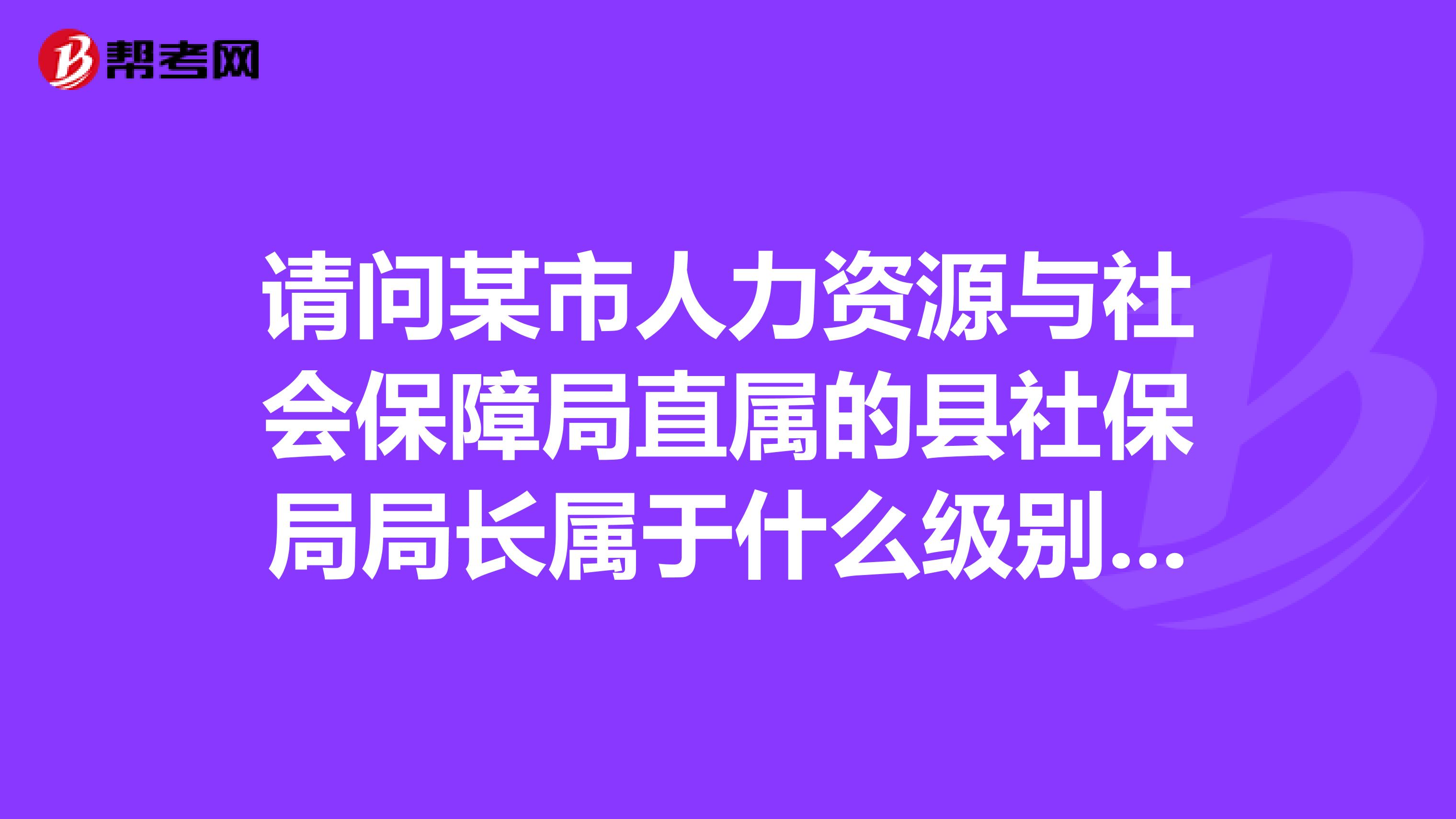 請問某市人力資源與社會保障局直屬的縣社保局局長屬于什么級別？局里的科室主任屬于什么級別？業務員呢
