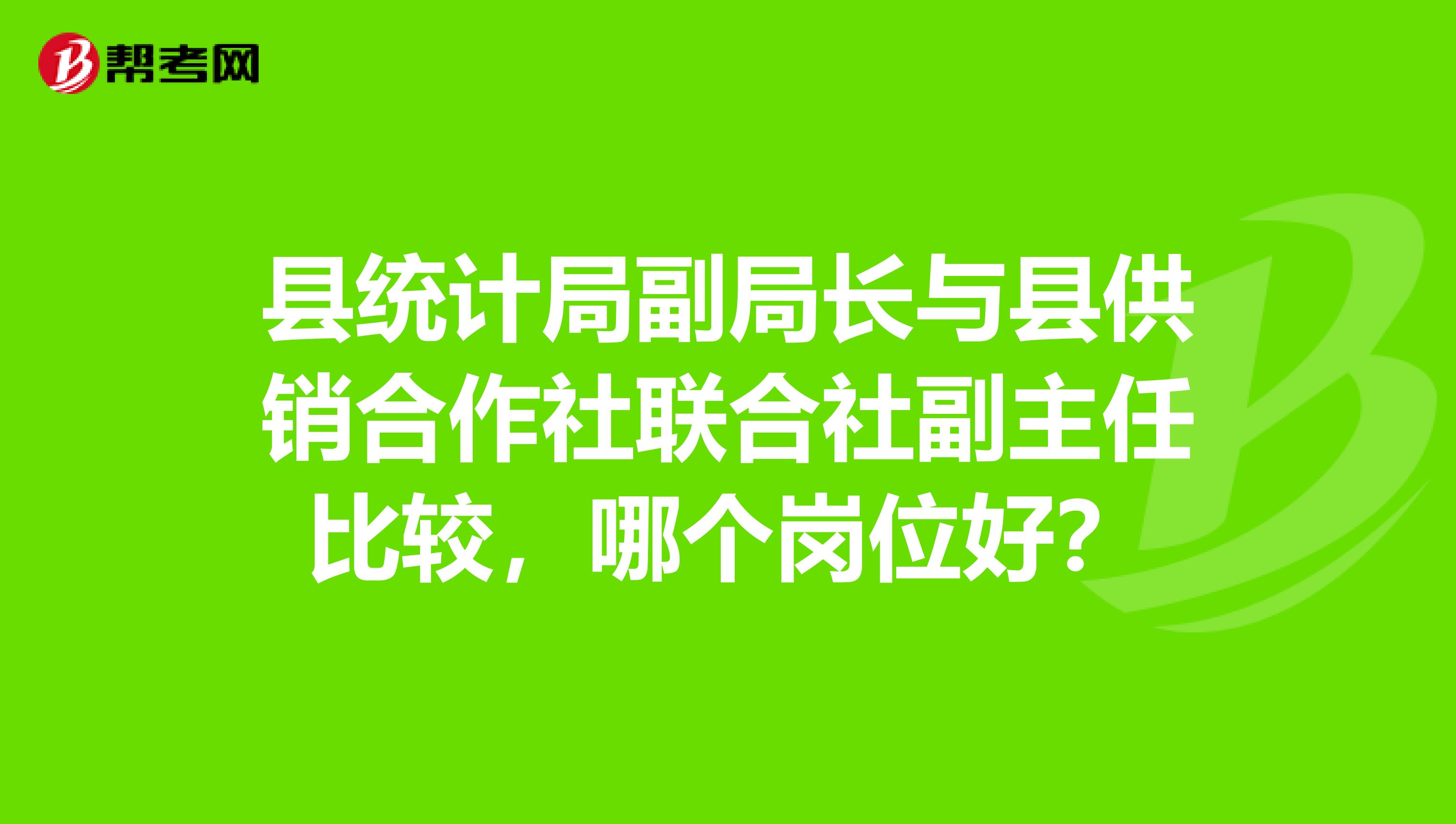 县统计局副局长与县供销合作社联合社副主任比较，哪个岗位好？