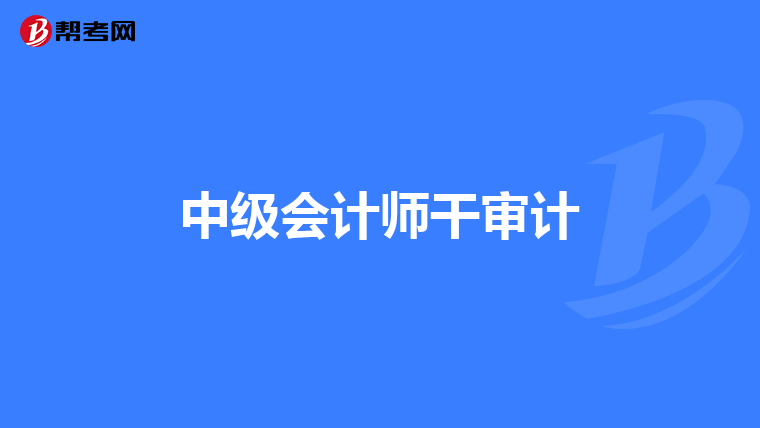 中级会计师干审计