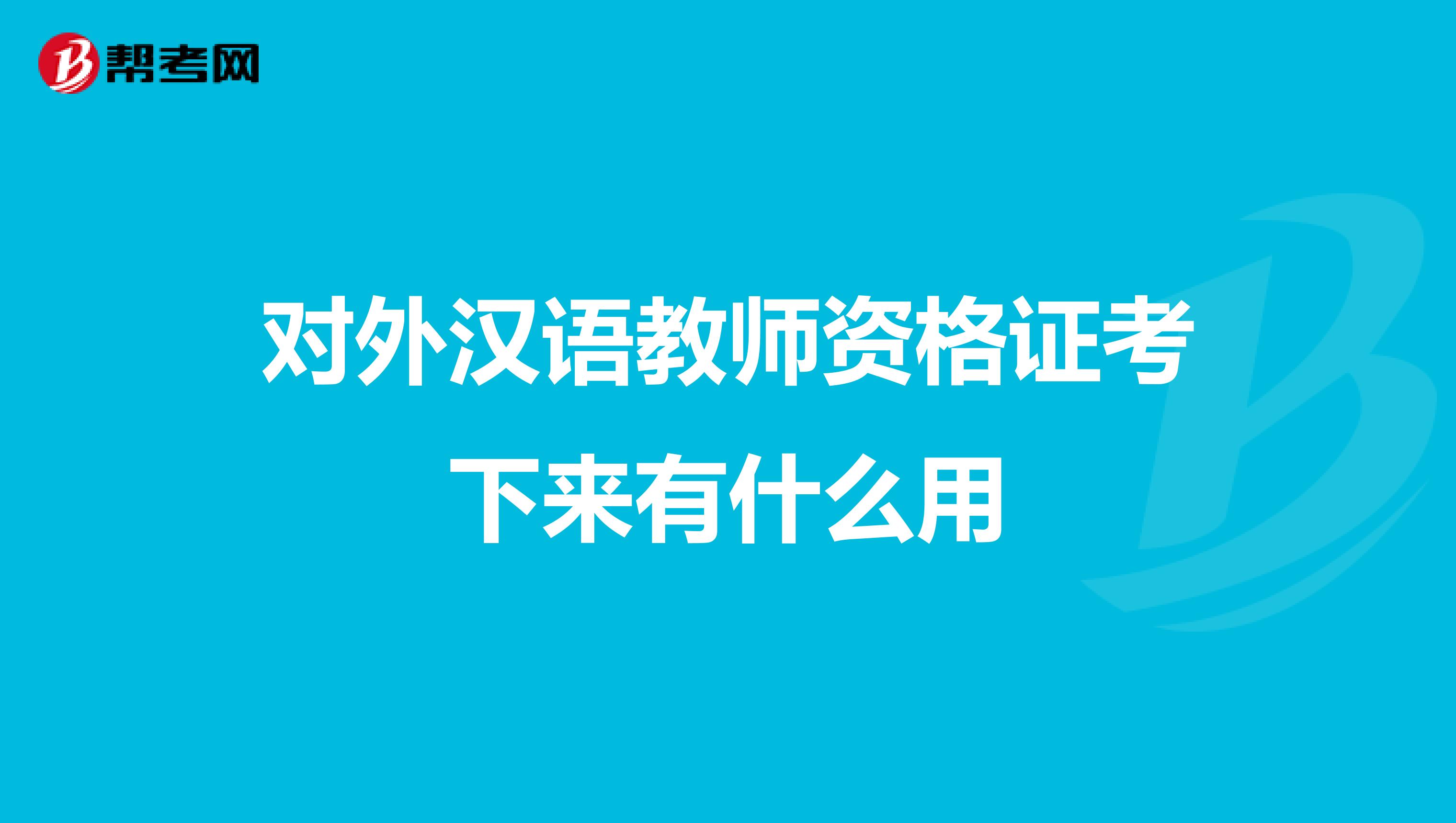 对外汉语教师资格证考下来有什么用