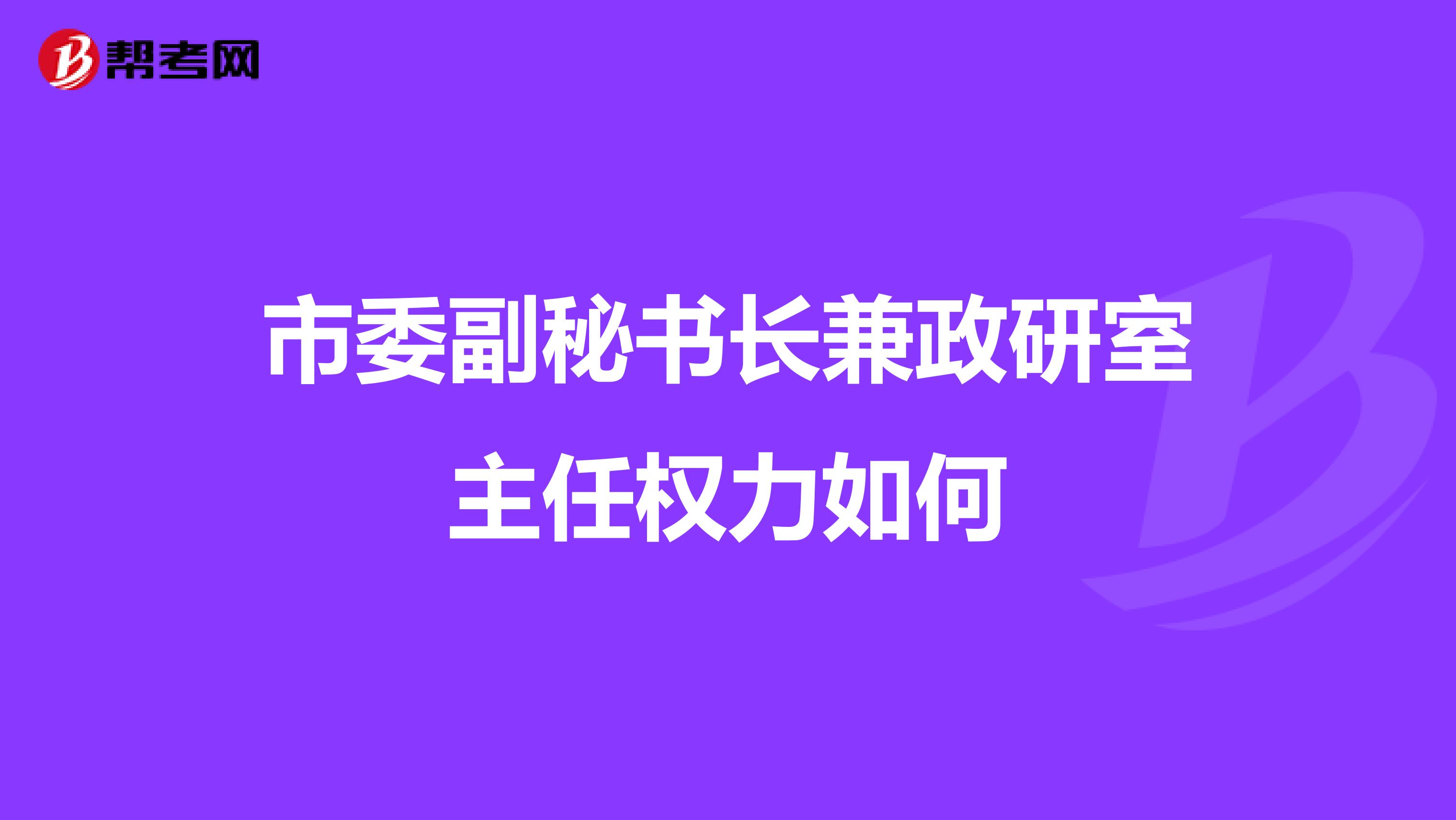 市委副秘书长兼政研室主任权力如何