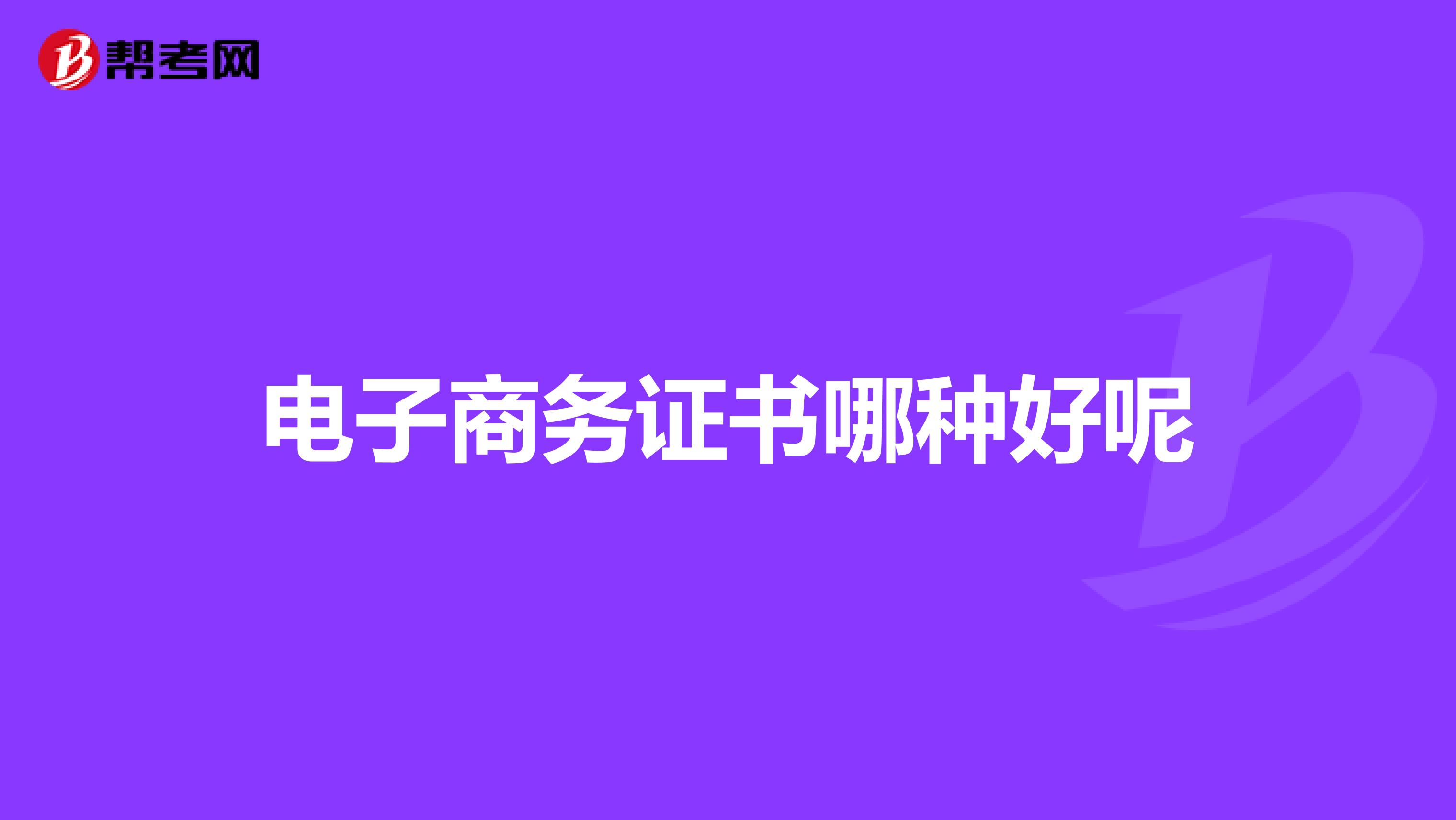 電子商務(wù)證書哪種好呢