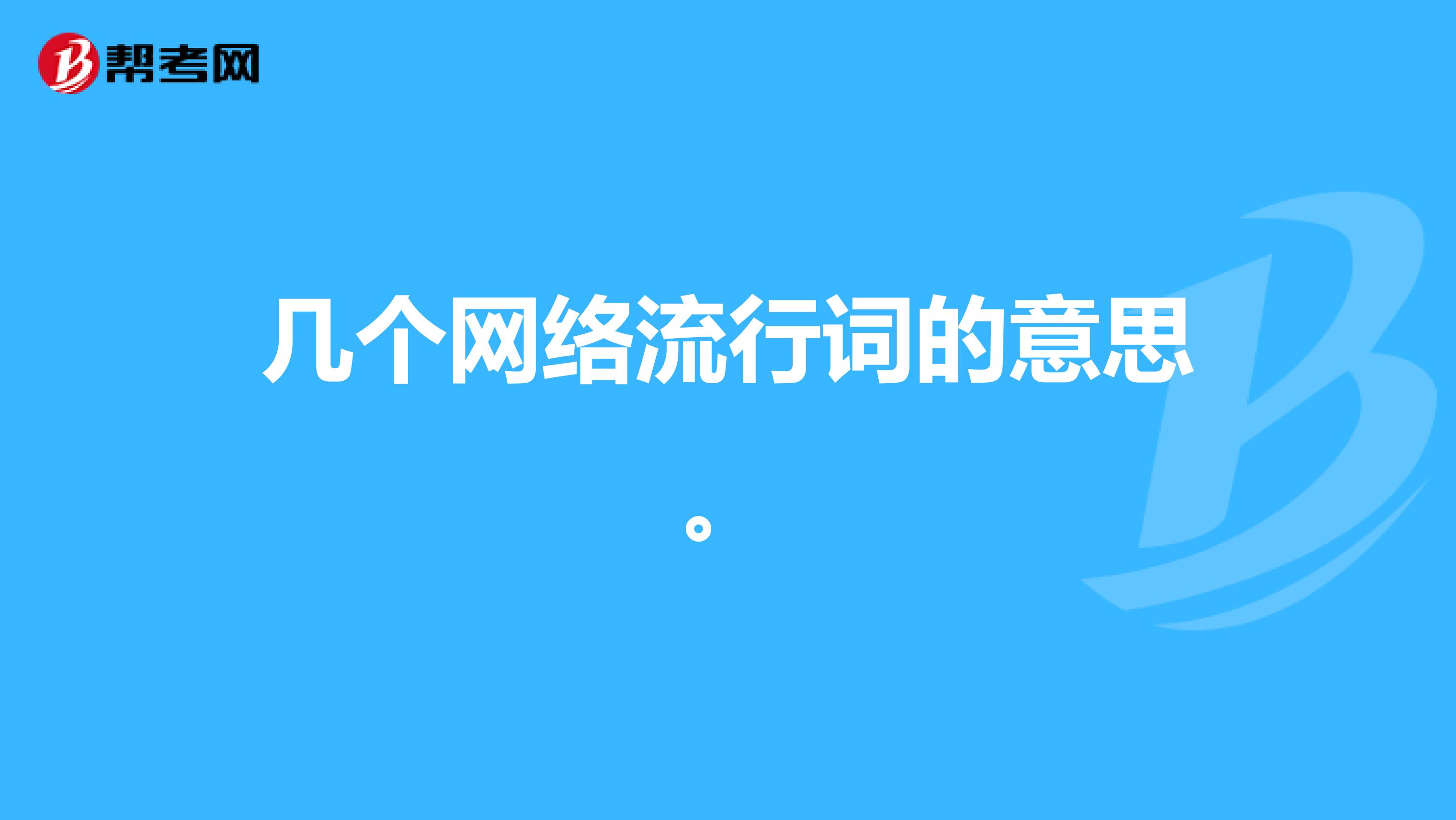 几个网络流行词的意思。