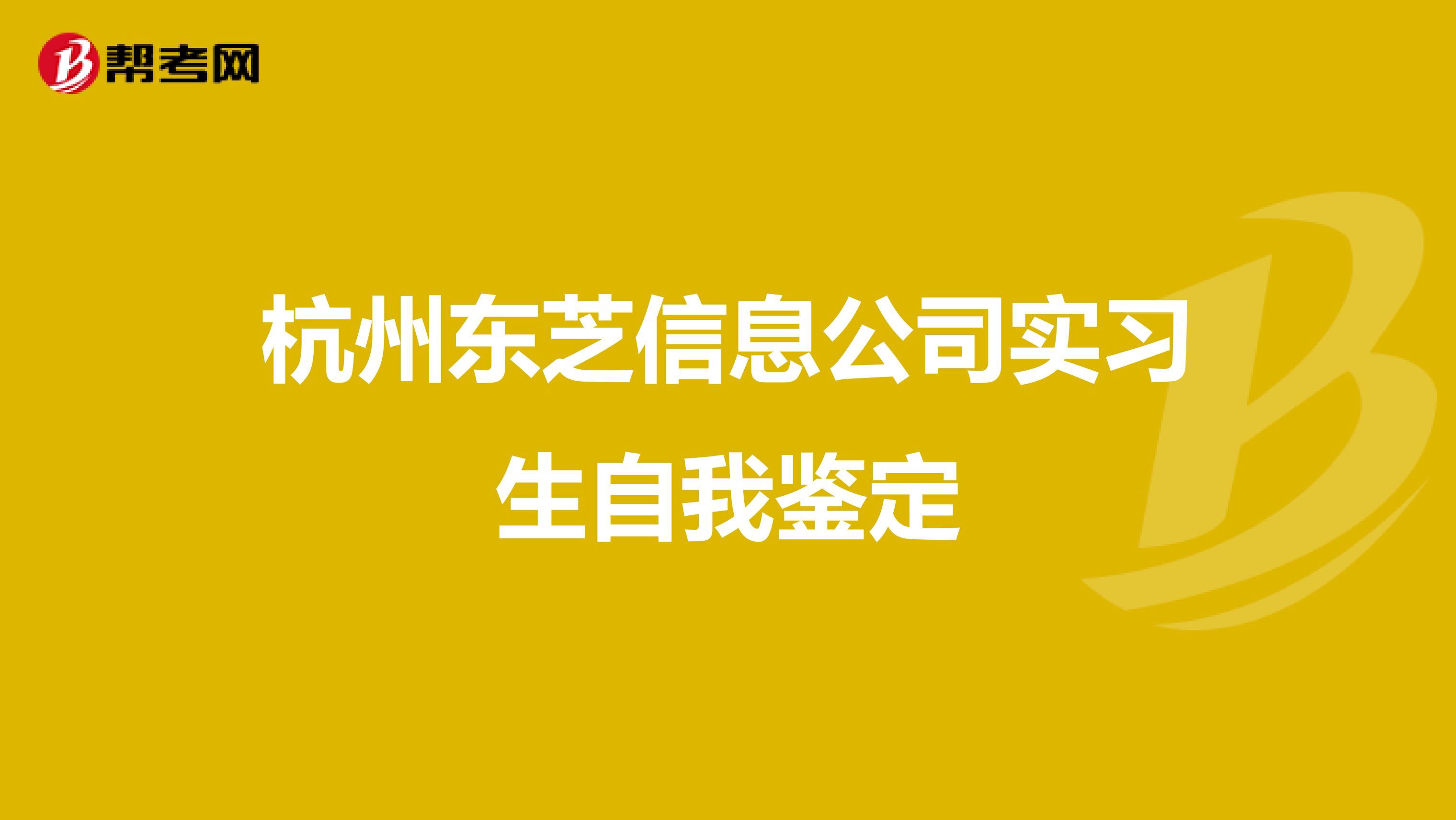 杭州东芝信息公司实习生自我鉴定