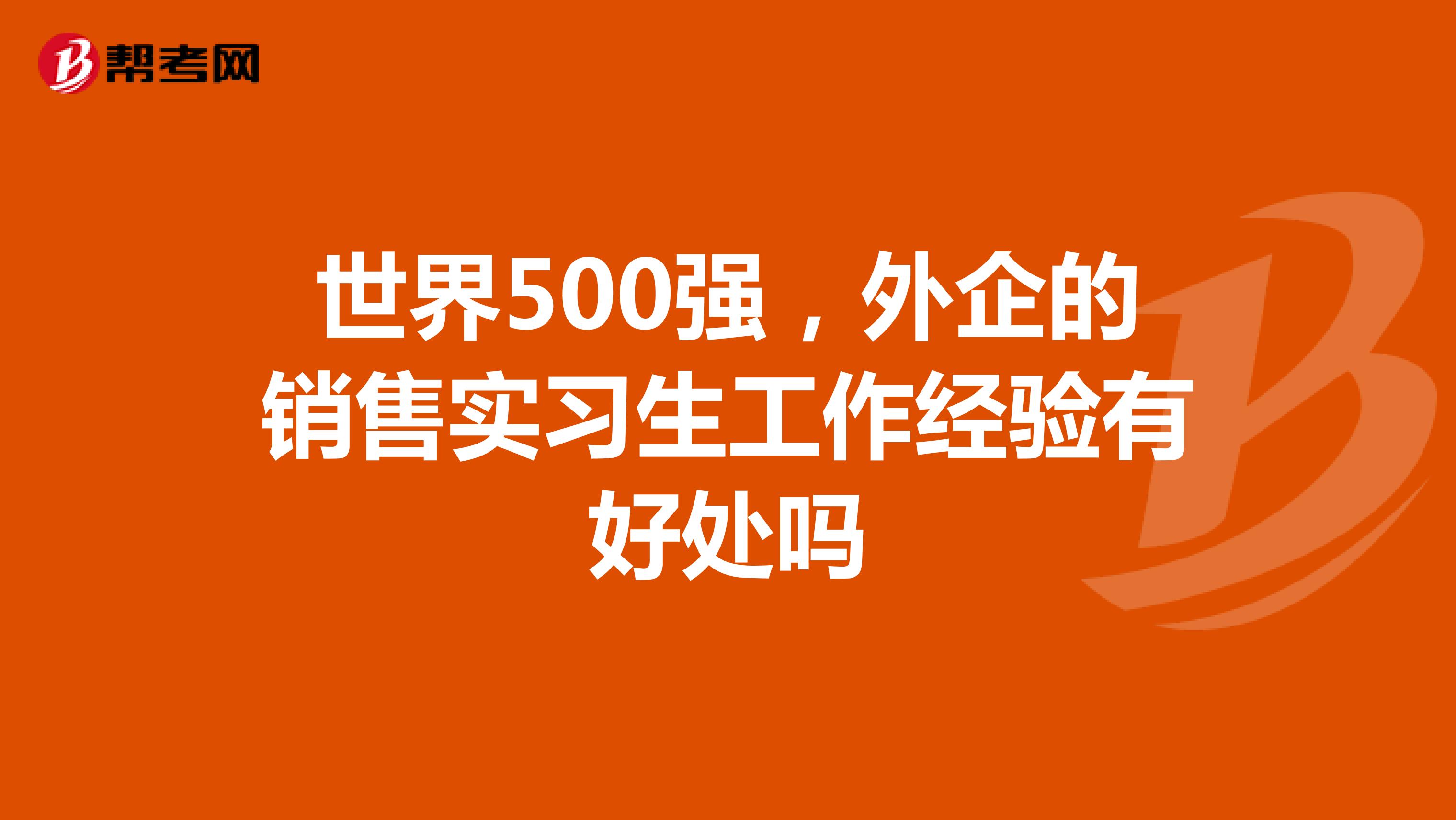 世界500强,外企的销售实习生工作经验有好处吗