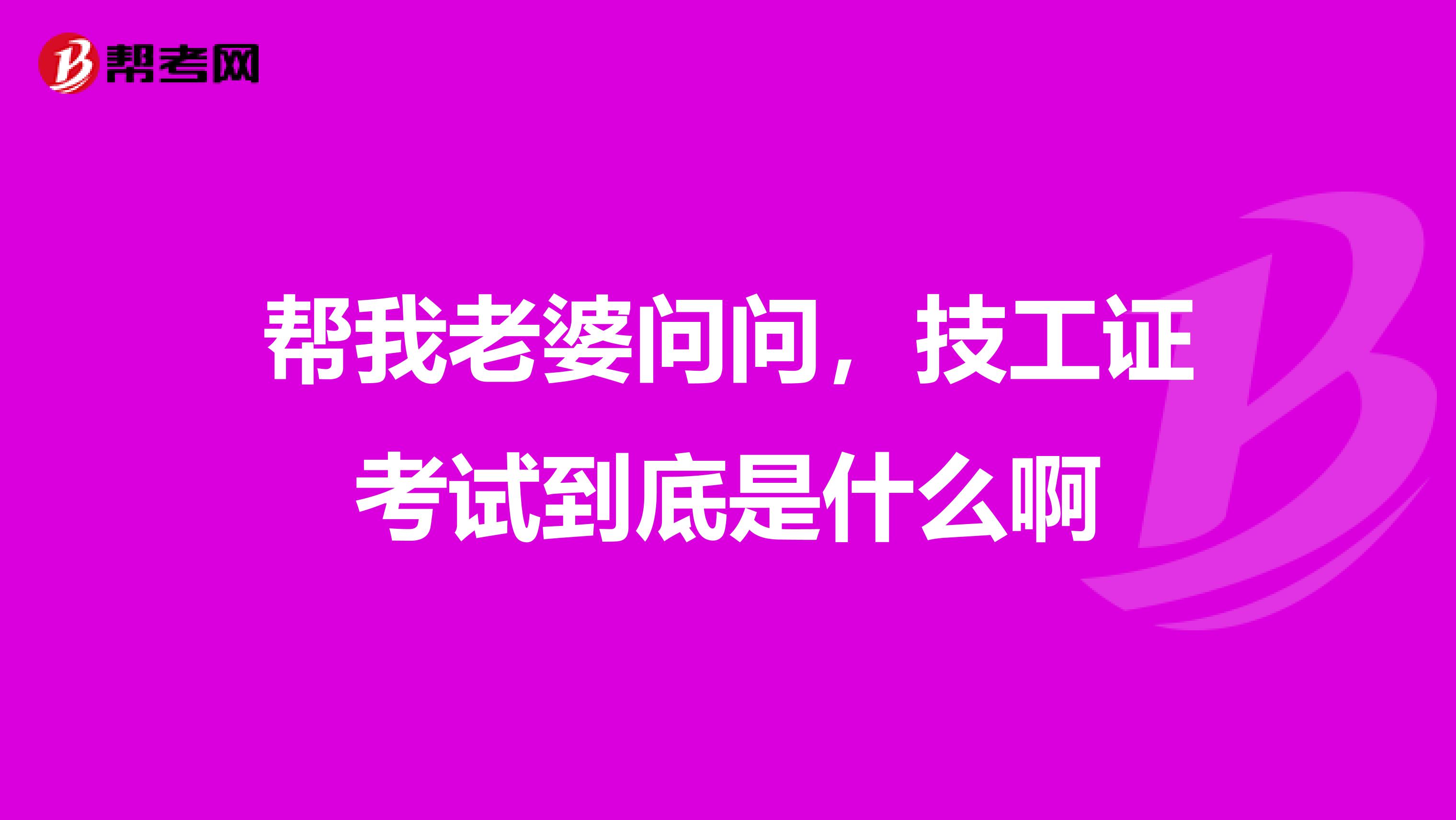 帮我老婆问问,技工证考试到底是什么啊