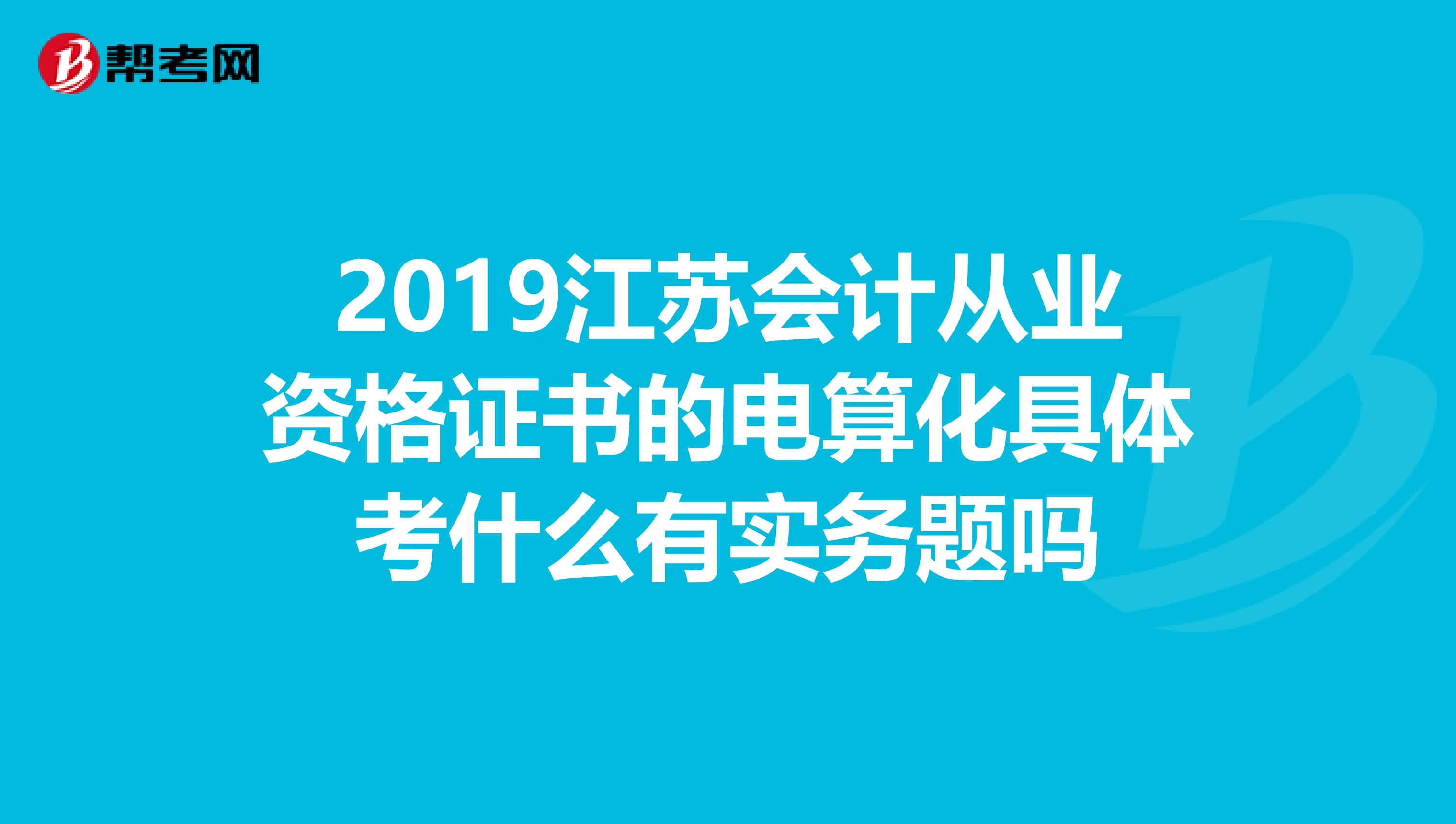 2019江苏会计从业资格证书的电算化具体考什么有实务题吗