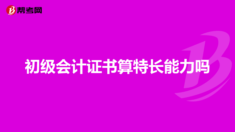 初级会计证书算特长能力吗