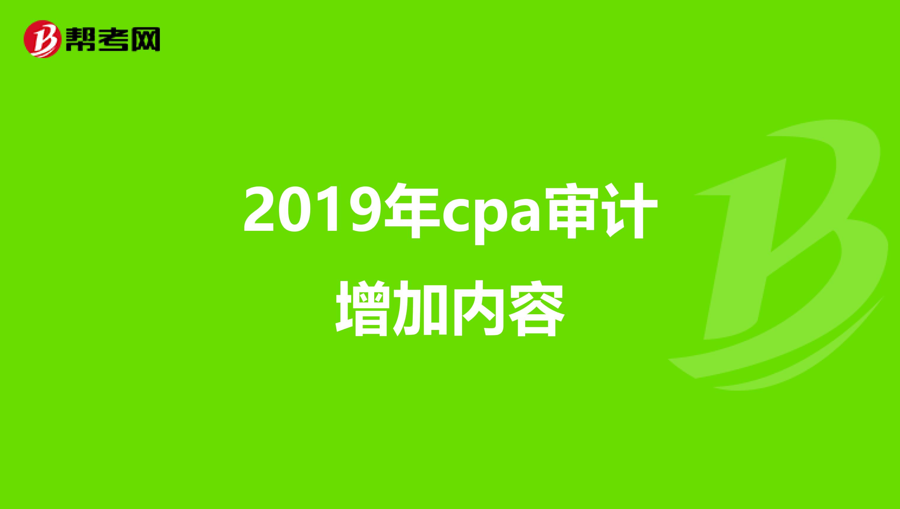 2019年cpa审计增加内容