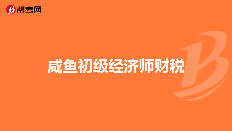 咸鱼初级经济师财税