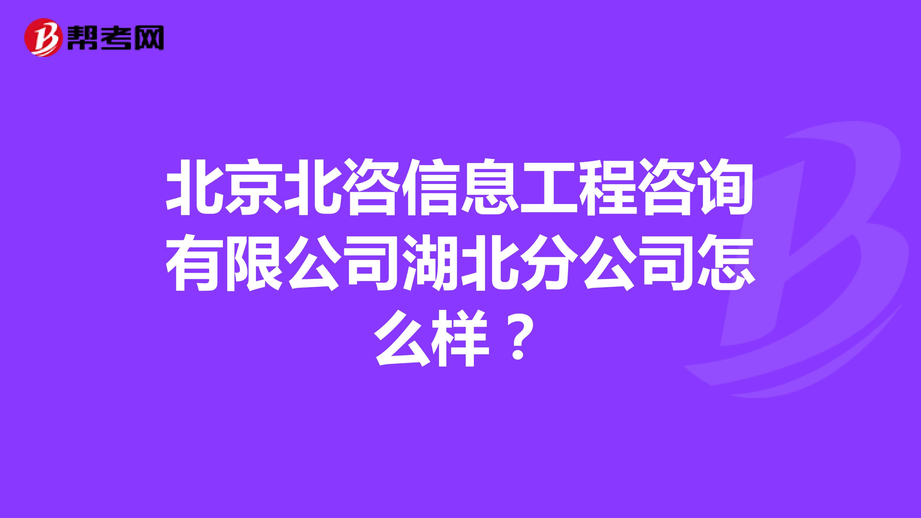 北京北咨信息工程咨询有限公司湖北分公司怎么样？
