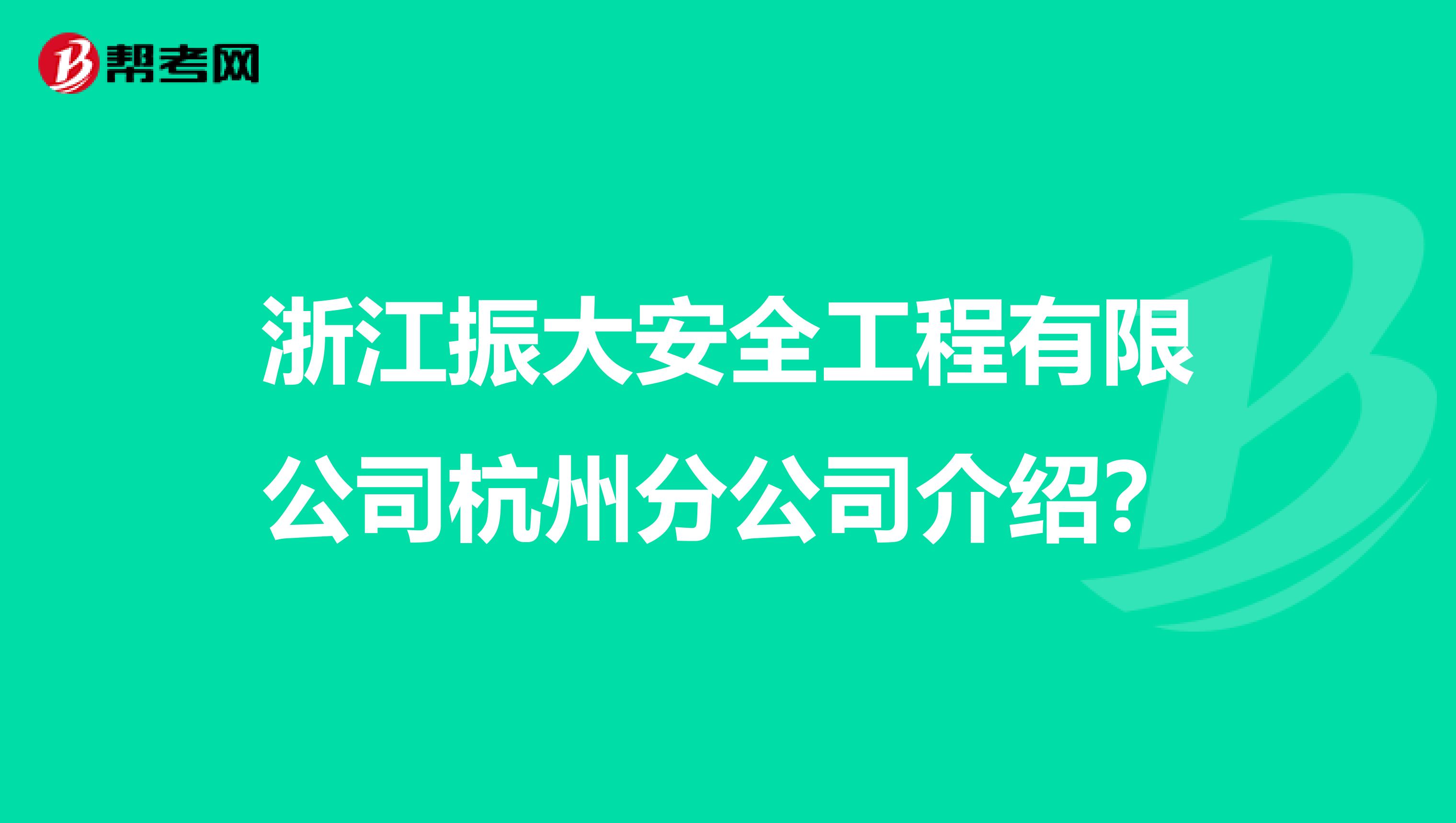 浙江振大安全工程有限公司杭州分公司介绍?