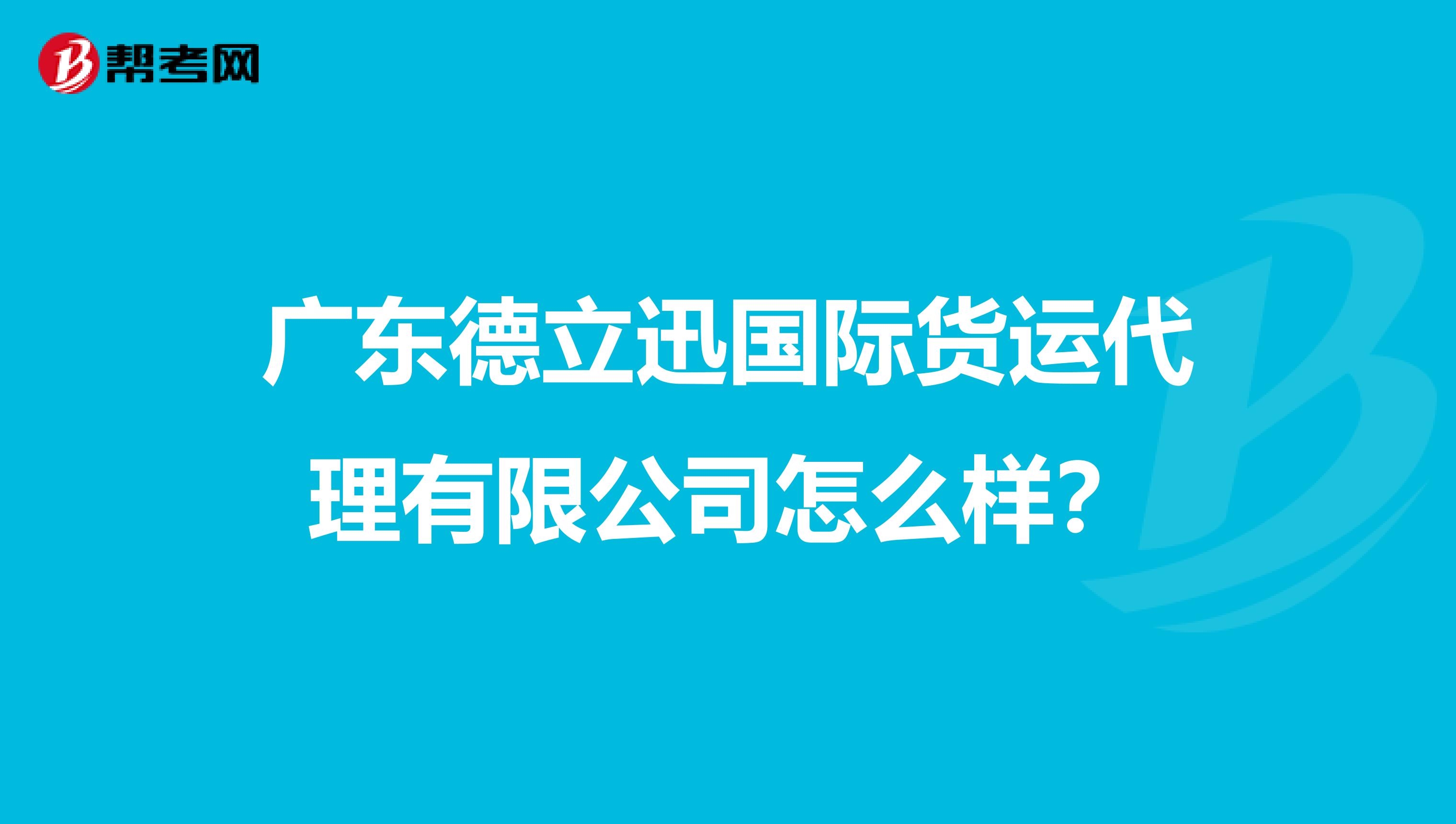 广东德立迅国际货运代理有限公司怎么样?