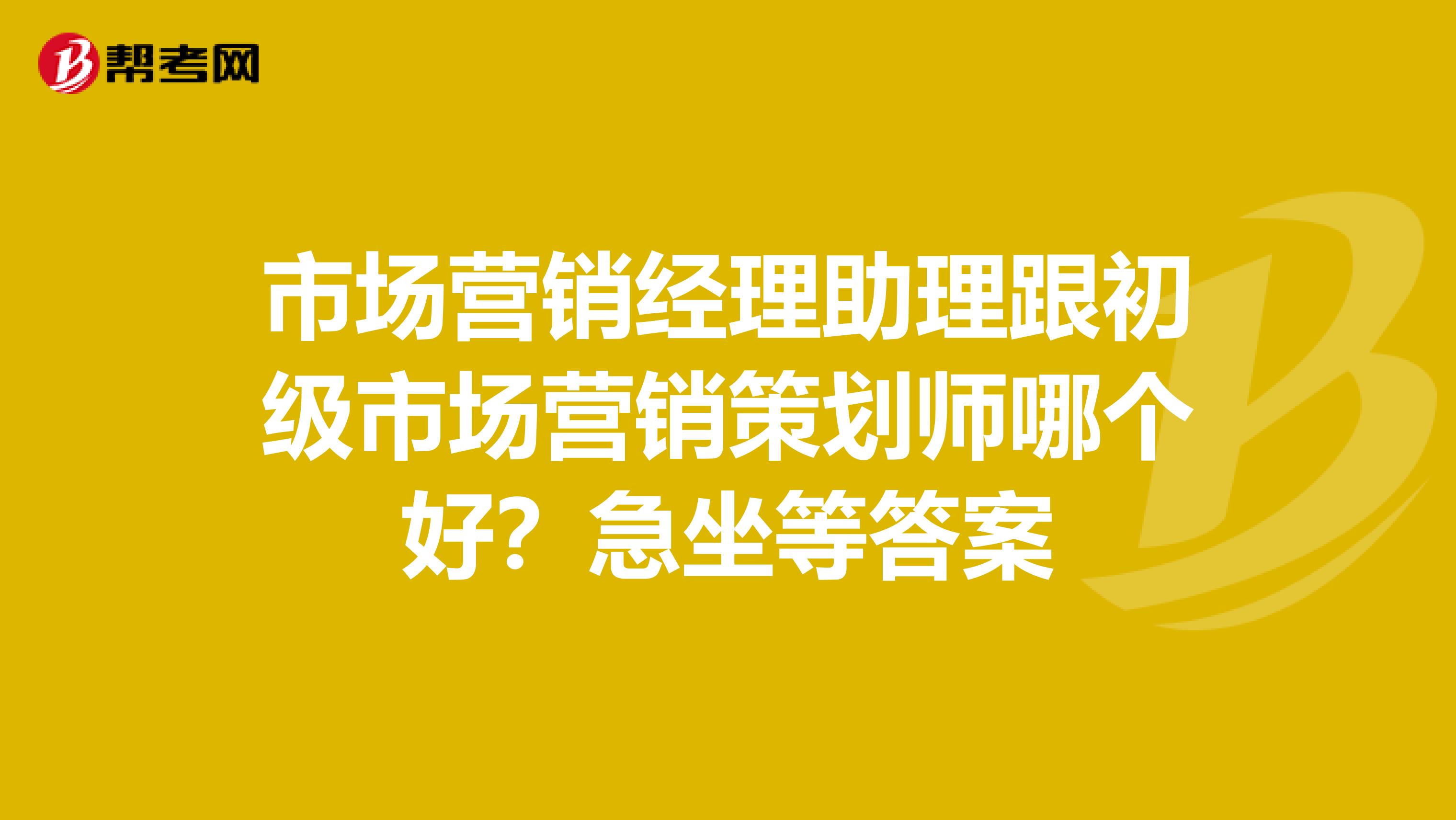市场营销经理助理跟初级市场营销策划师哪个好?急坐等答案