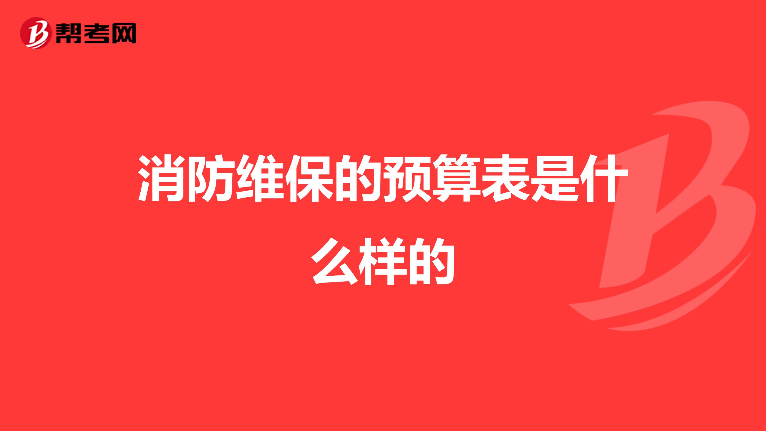 消防维保的预算表是什么样的