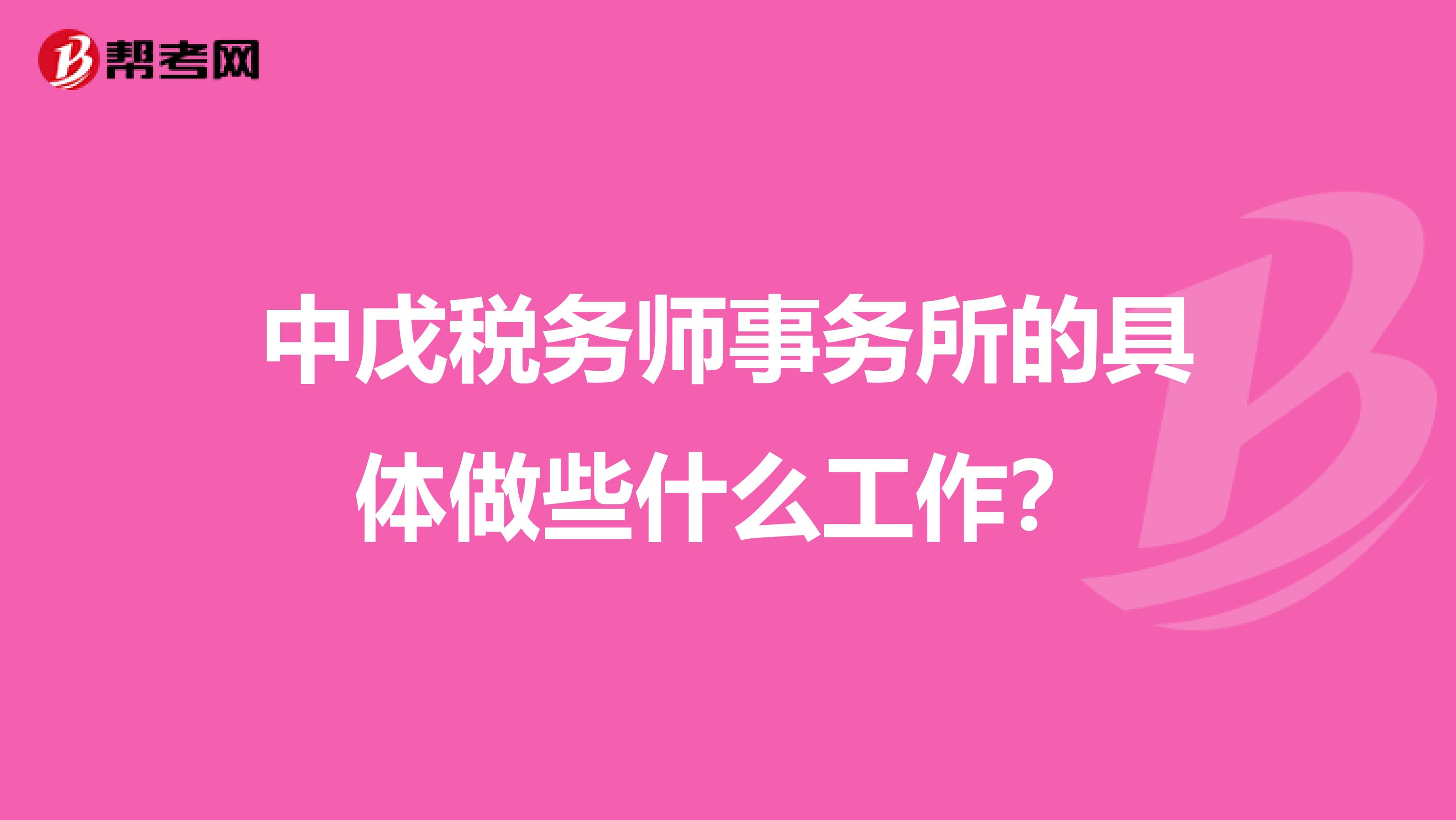 中戊税务师事务所的具体做些什么工作?