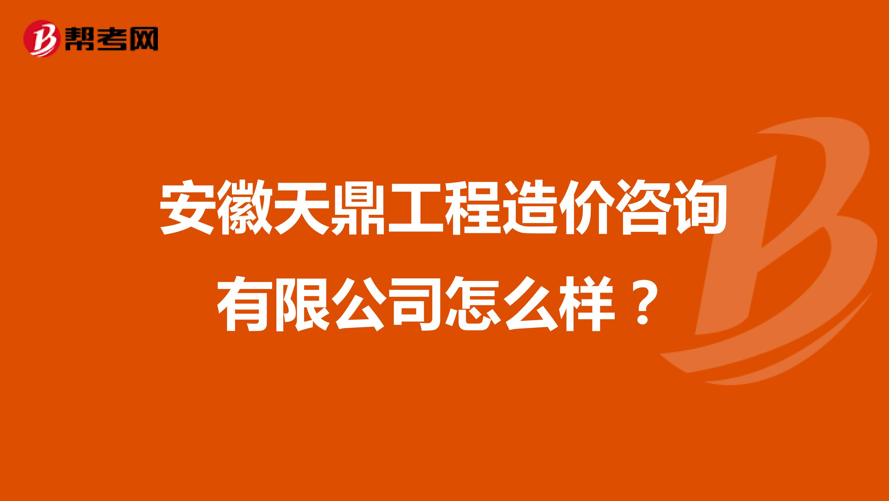 安徽天鼎工程造价咨询有限公司怎么样？