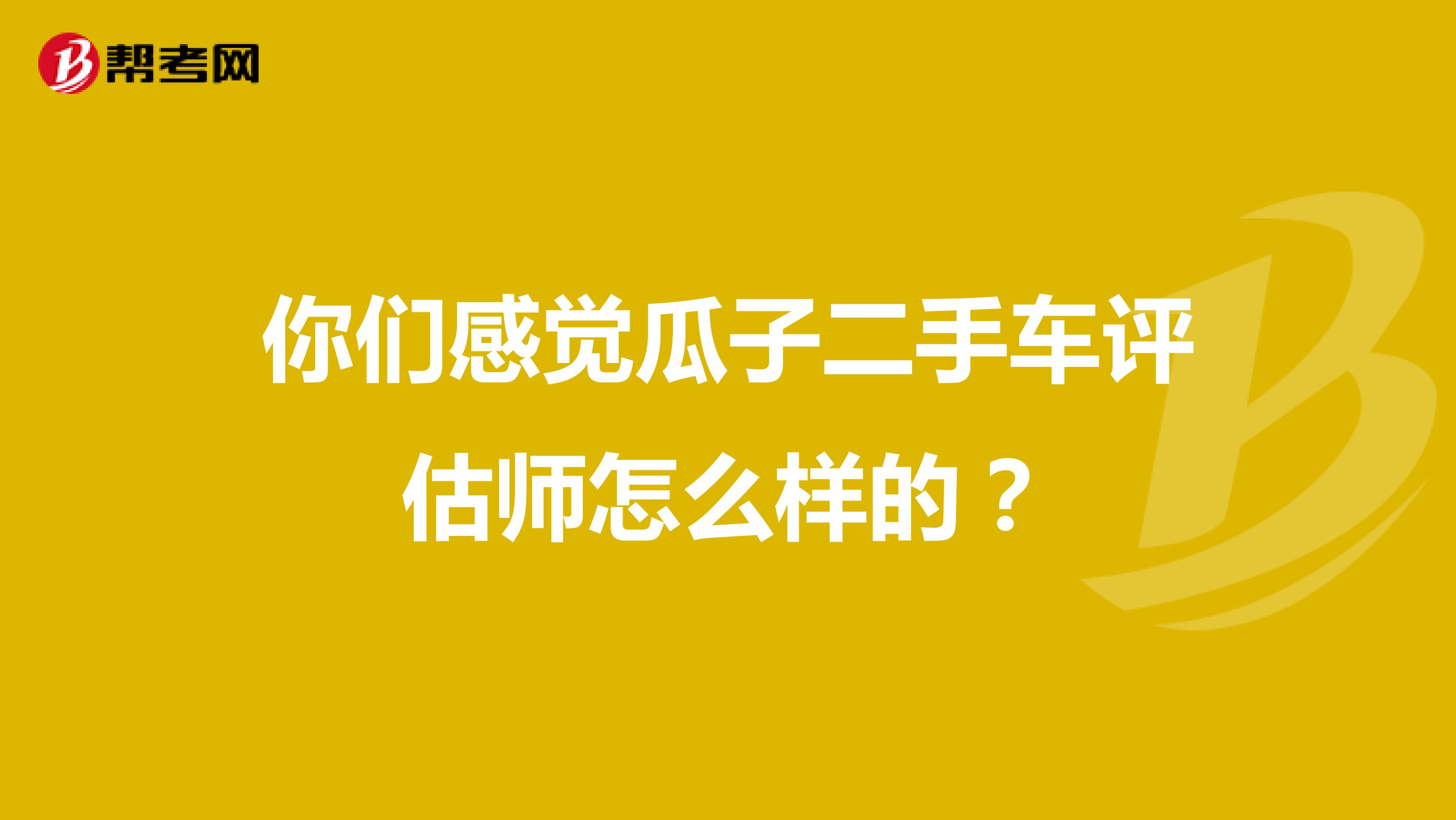 你们感觉瓜子二手车评估师怎么样的?