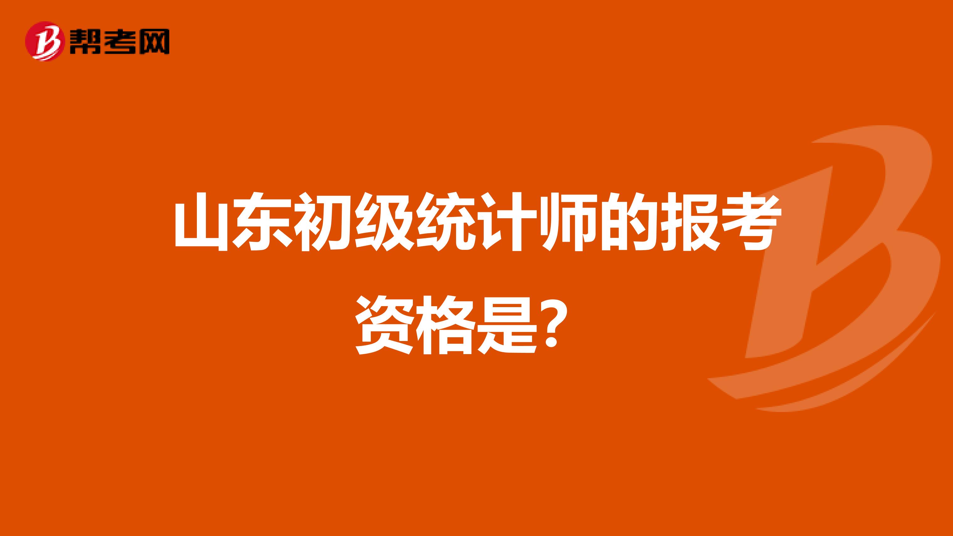 山东初级统计师的报考资格是？