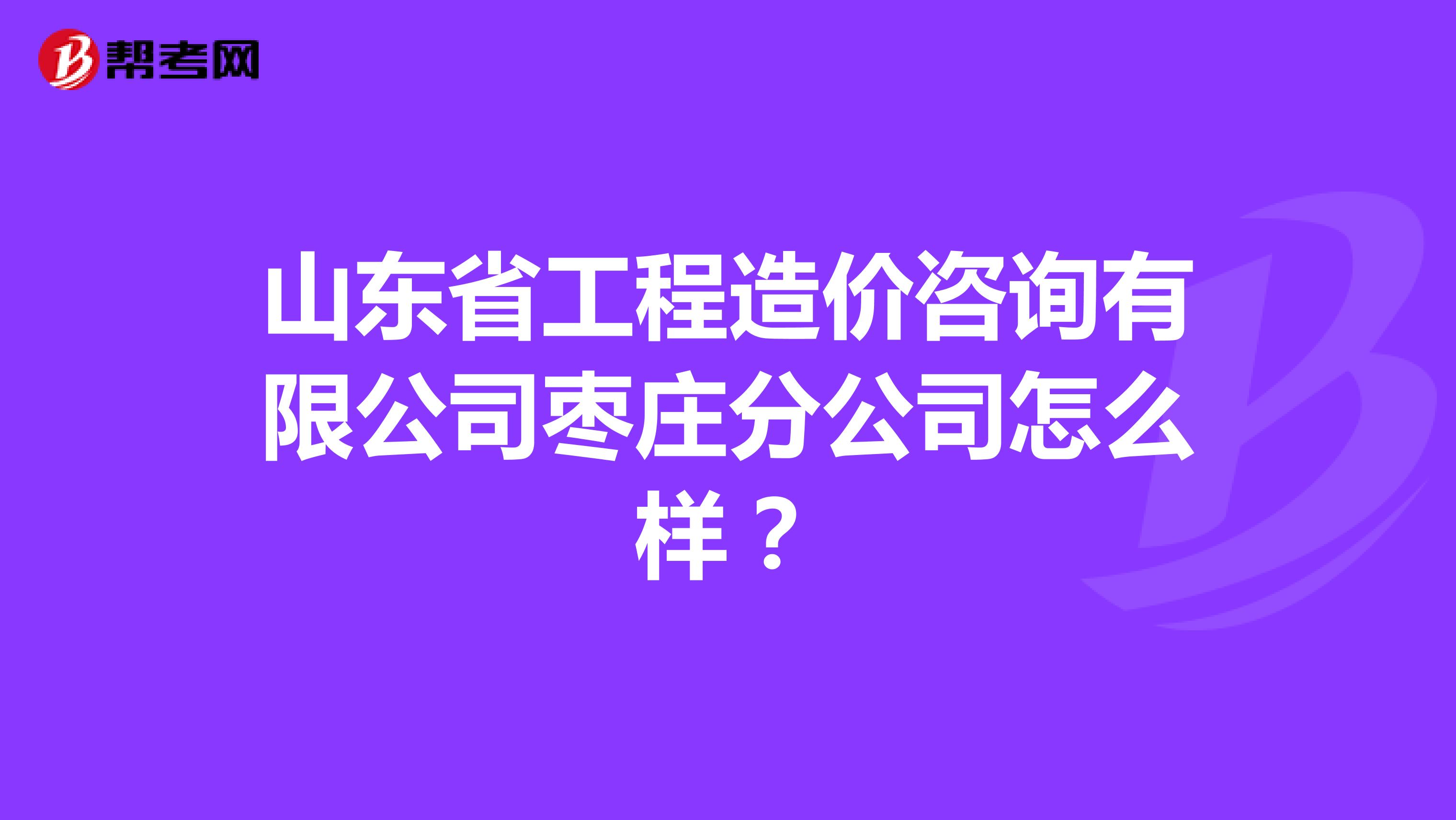山东省工程造价咨询有限公司枣庄分公司怎么样？