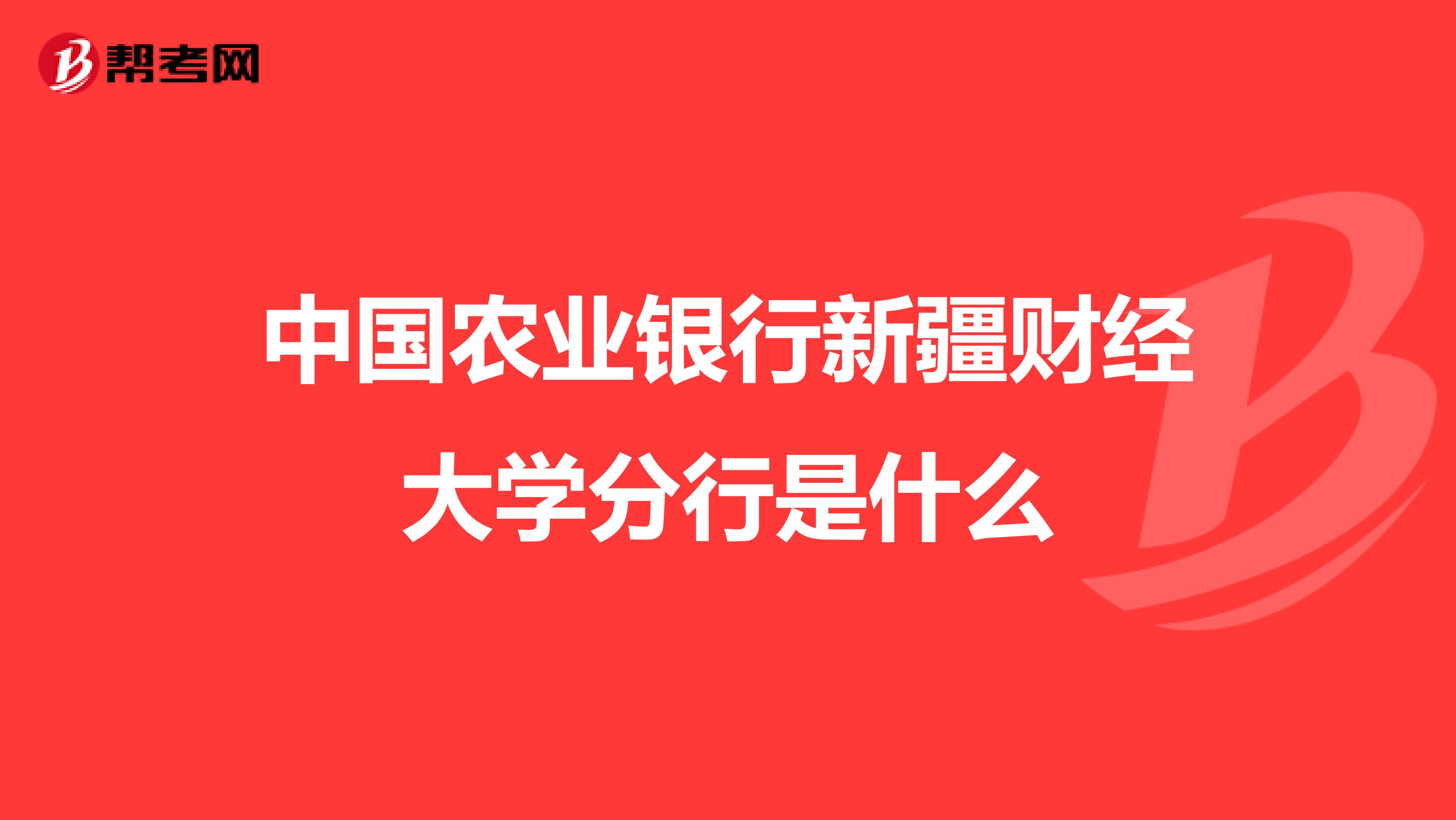 中国农业银行新疆财经大学分行是什么